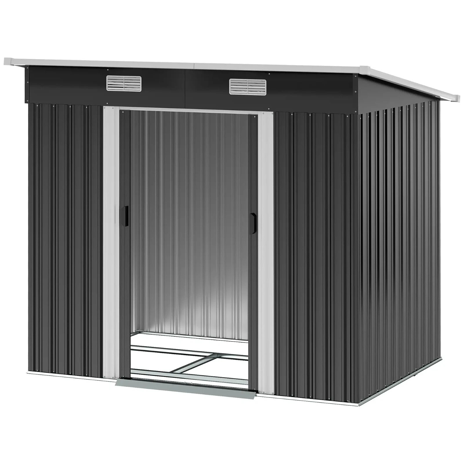 Metal Garden Shed Garden Patio Tool Shed Outdoor Storage 2 Doors Foundation Kit - Home and Garden Furniture Shop - rustic - furniture