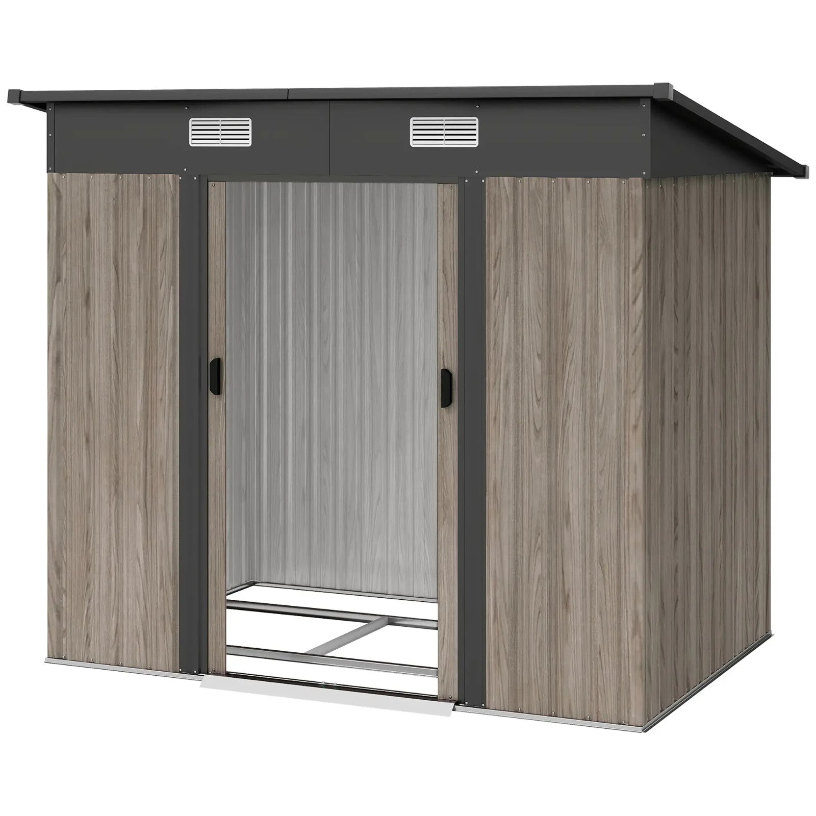 Metal Garden Shed Outdoor Storage Shed for Tools Patio Backyard Heavy Duty Grey - Home and Garden Furniture Shop - rustic - furniture