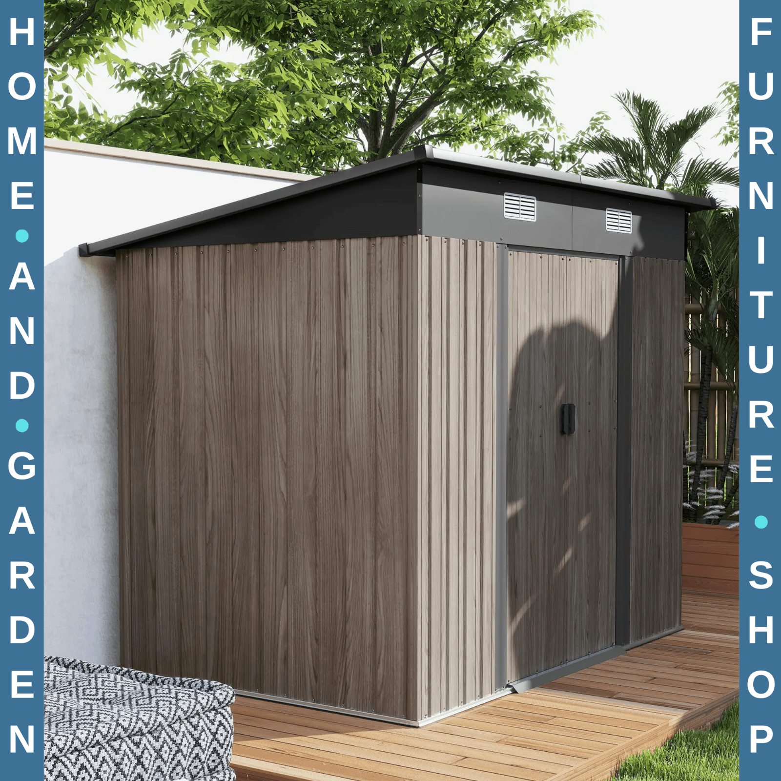 Metal Garden Shed Outdoor Storage Shed for Tools Patio Backyard Heavy Duty Grey - Home and Garden Furniture Shop - rustic - furniture