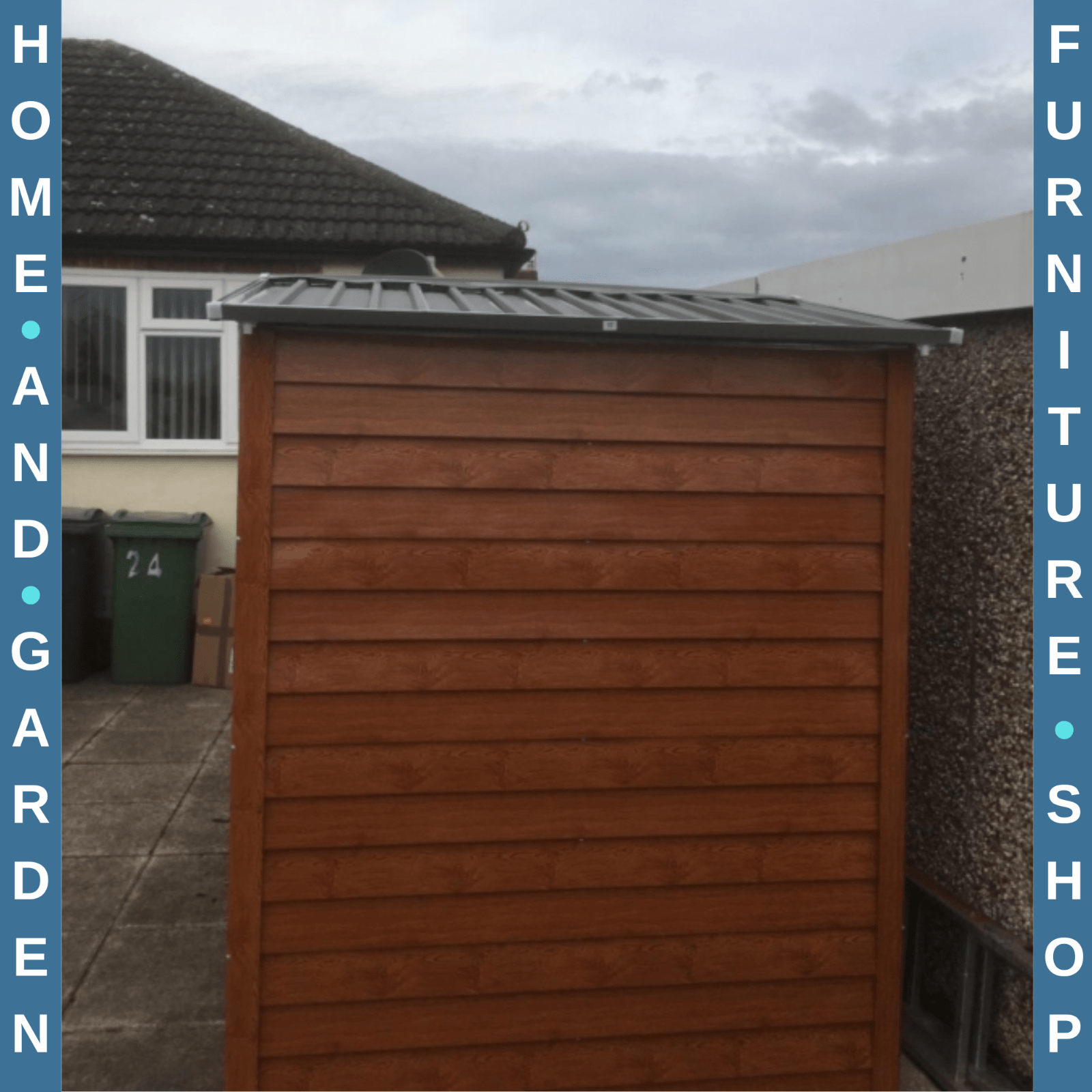 Metal Garden Shed Wood Effect Tool Storage Shed Sliding Door 6.5 x5ft Outdoor - Home and Garden Furniture Shop - rustic - furniture