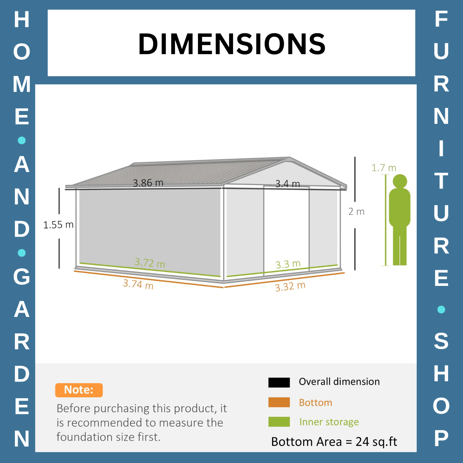 Metal Garden Storage Shed with Double Door 7 x 4ft Patio Tool Shed Outhouse Grey - Home and Garden Furniture Shop - rustic - furniture