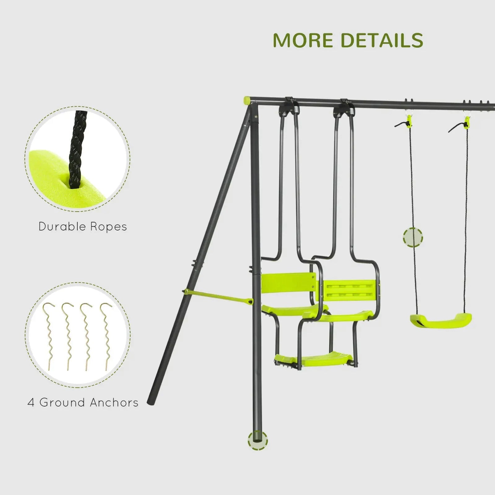 Metal Garden Swing Set with Double Swing and Glider Outdoor Kids Play Seat Frame - Home and Garden Furniture Shop - rustic - furniture