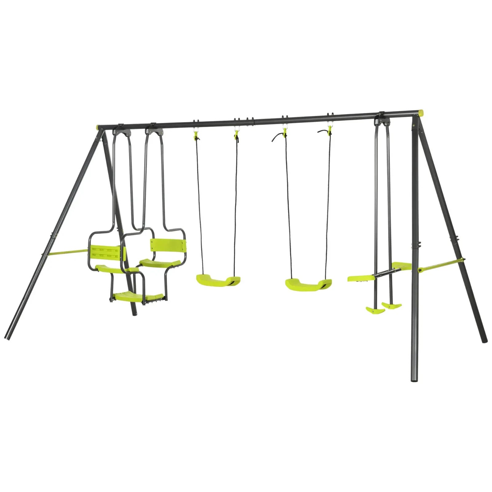 Metal Garden Swing Set with Double Swing and Glider Outdoor Kids Play Seat Frame - Home and Garden Furniture Shop - rustic - furniture