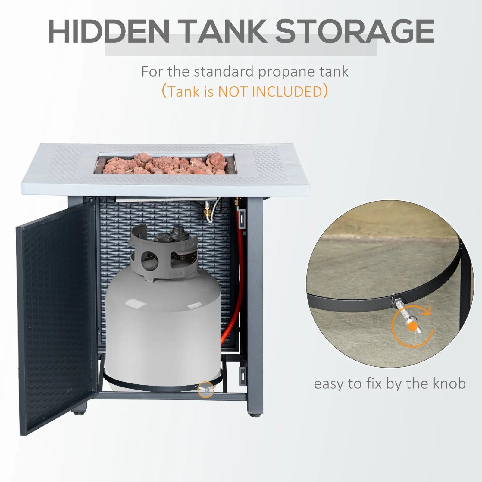 Metal Outdoor Fire Pit Table Garden Dining Table Gas Patio Heater Black Grey Set - Home and Garden Furniture Shop - rustic - furniture