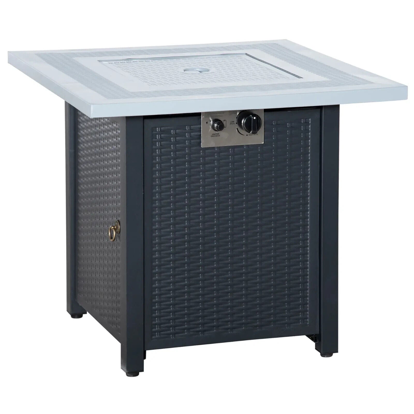 Metal Outdoor Fire Pit Table Garden Dining Table Gas Patio Heater Black Grey Set - Home and Garden Furniture Shop - rustic - furniture