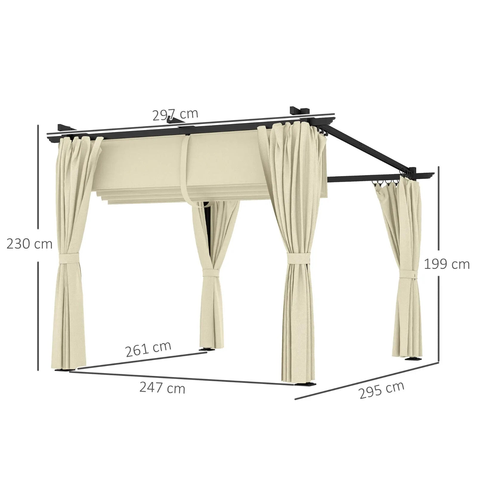 Metal Pergola 3 x 3 m Garden Gazebo Heavy Duty Frame Roof and Sidewall Sun Shade - Home and Garden Furniture Shop - rustic - furniture