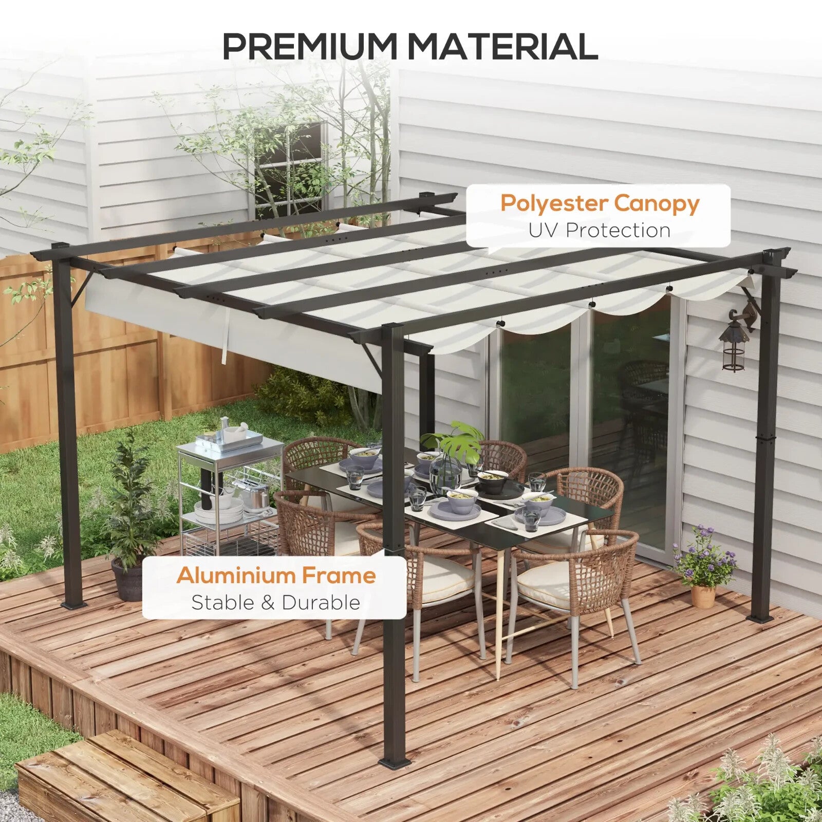 Metal Pergola Gazebo 3x3m Sun Shade Patio Shelter Garden Retractable Canopy Grey - Home and Garden Furniture Shop - rustic - furniture