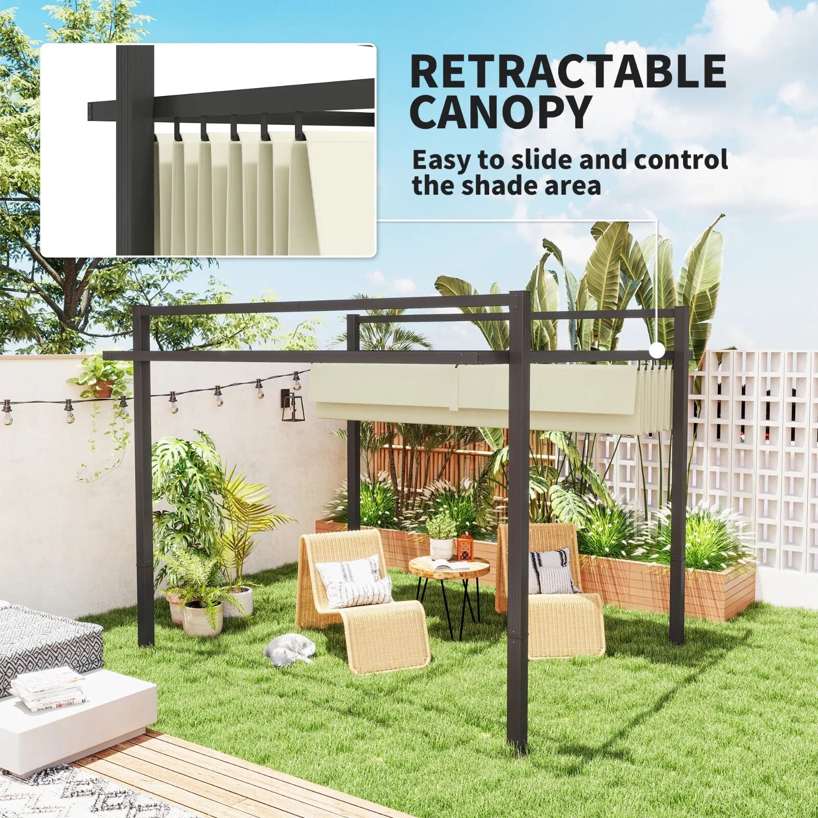 Metal Pergola Gazebo Garden Shelter Heavy Duty Aluminium Frame Patio Canopy 3m - Home and Garden Furniture Shop - rustic - furniture