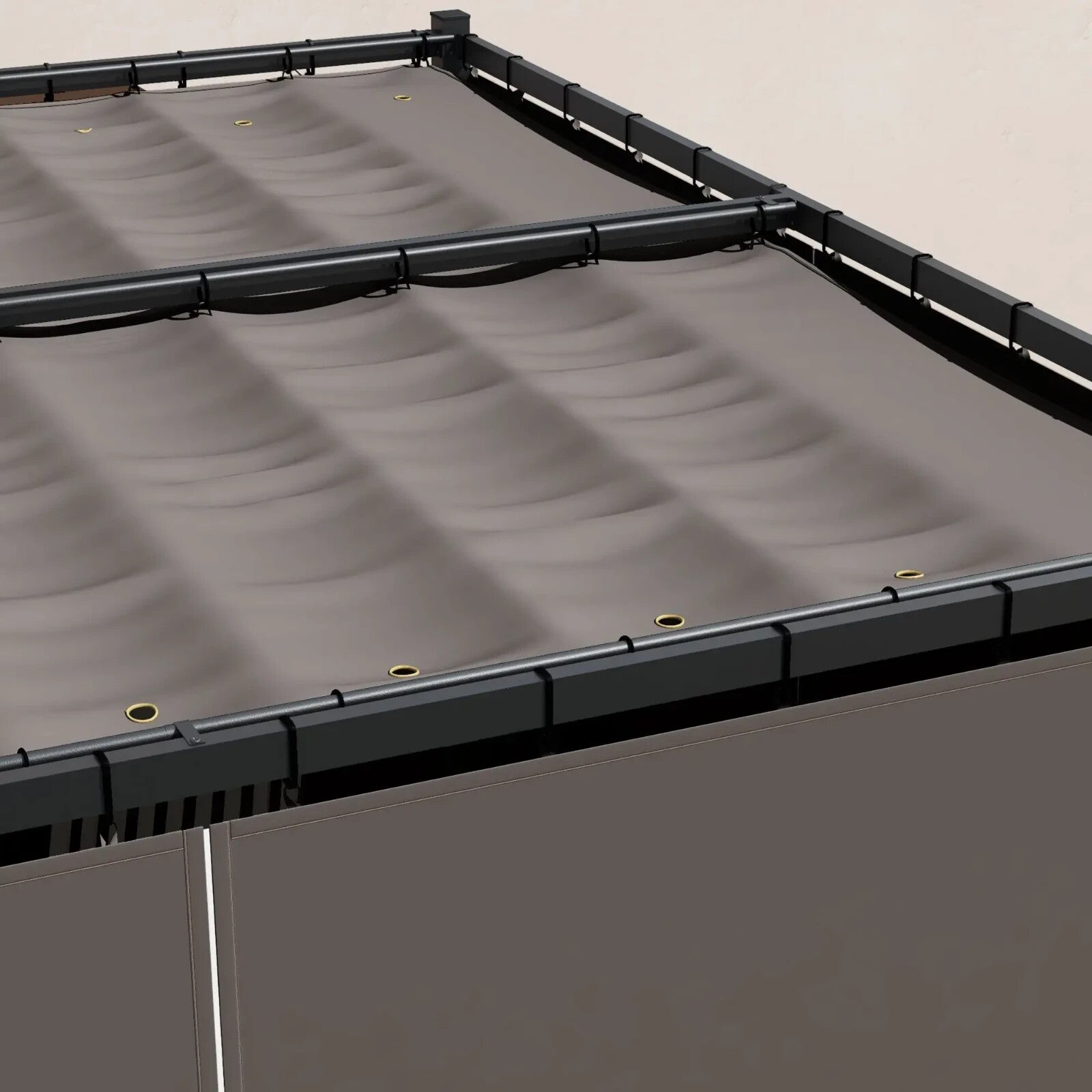 Metal Pergola Retractable Roof and Sides Curtains Outdoor Patio Garden Shelter - Home and Garden Furniture Shop - rustic - furniture