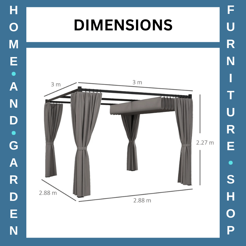 Metal Pergola Retractable Roof and Sides Curtains Outdoor Patio Garden Shelter - Home and Garden Furniture Shop - rustic - furniture