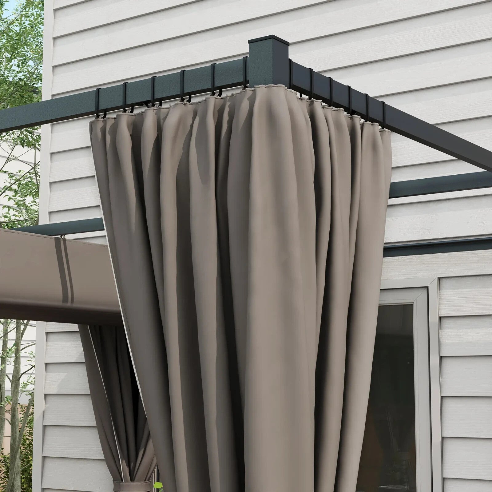 Metal Pergola Retractable Roof and Sides Curtains Outdoor Patio Garden Shelter - Home and Garden Furniture Shop - rustic - furniture
