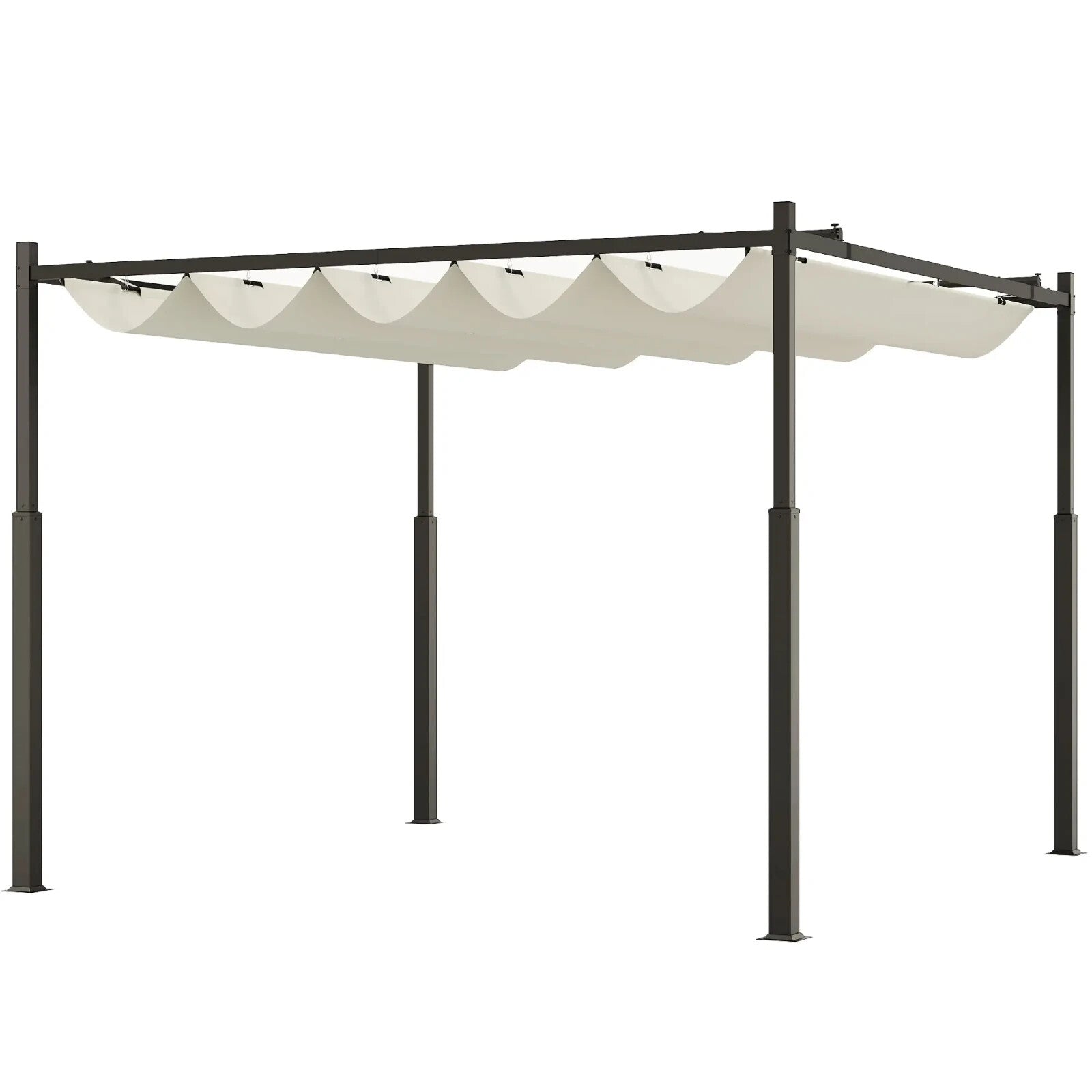 Metal Pergola Retractable Roof Canopy 3 x 3m Garden Gazebo Shelter Heavy Duty - Home and Garden Furniture Shop - rustic - furniture