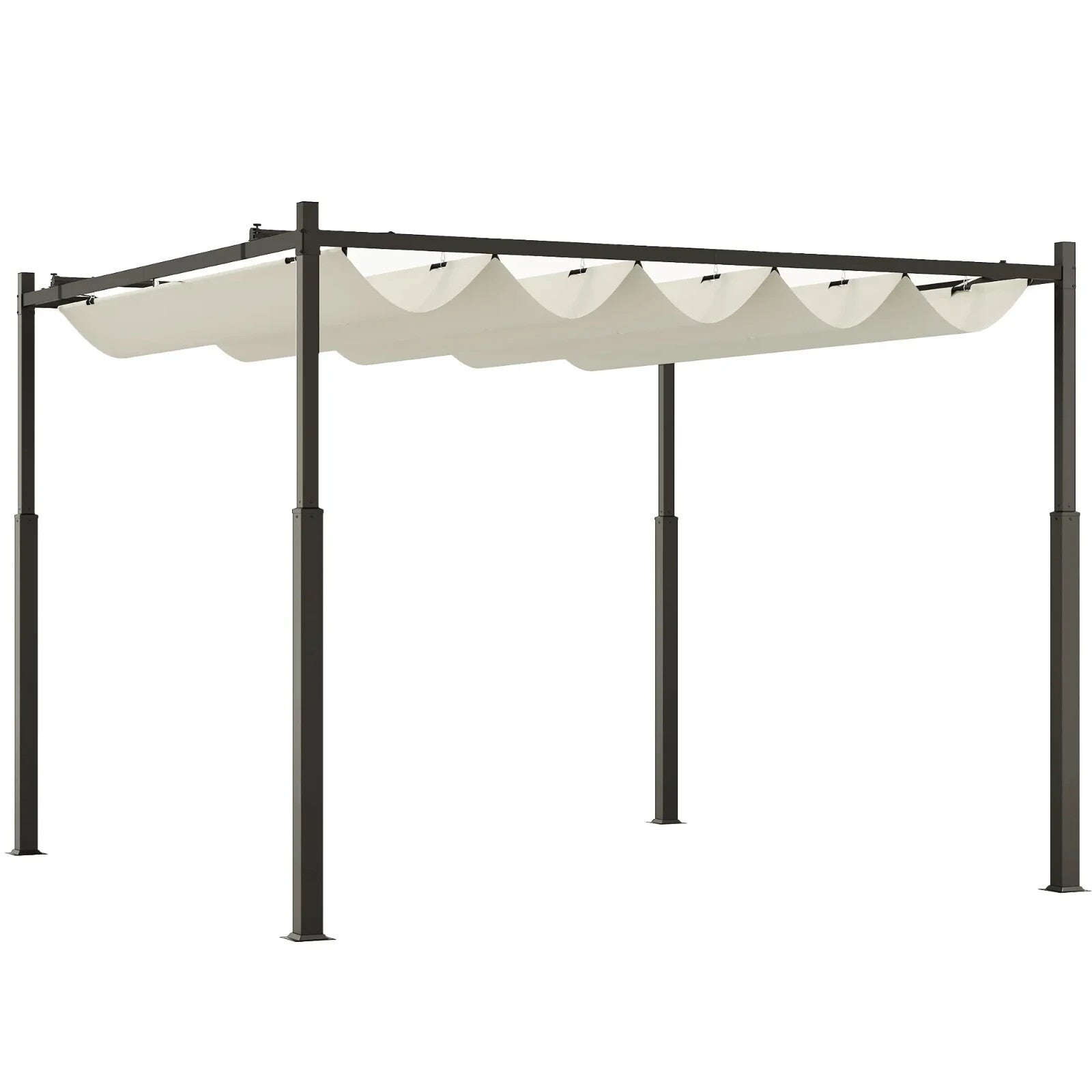 Metal Pergola Retractable Roof Canopy 3 x 3m Garden Gazebo Shelter Heavy Duty - Home and Garden Furniture Shop - rustic - furniture