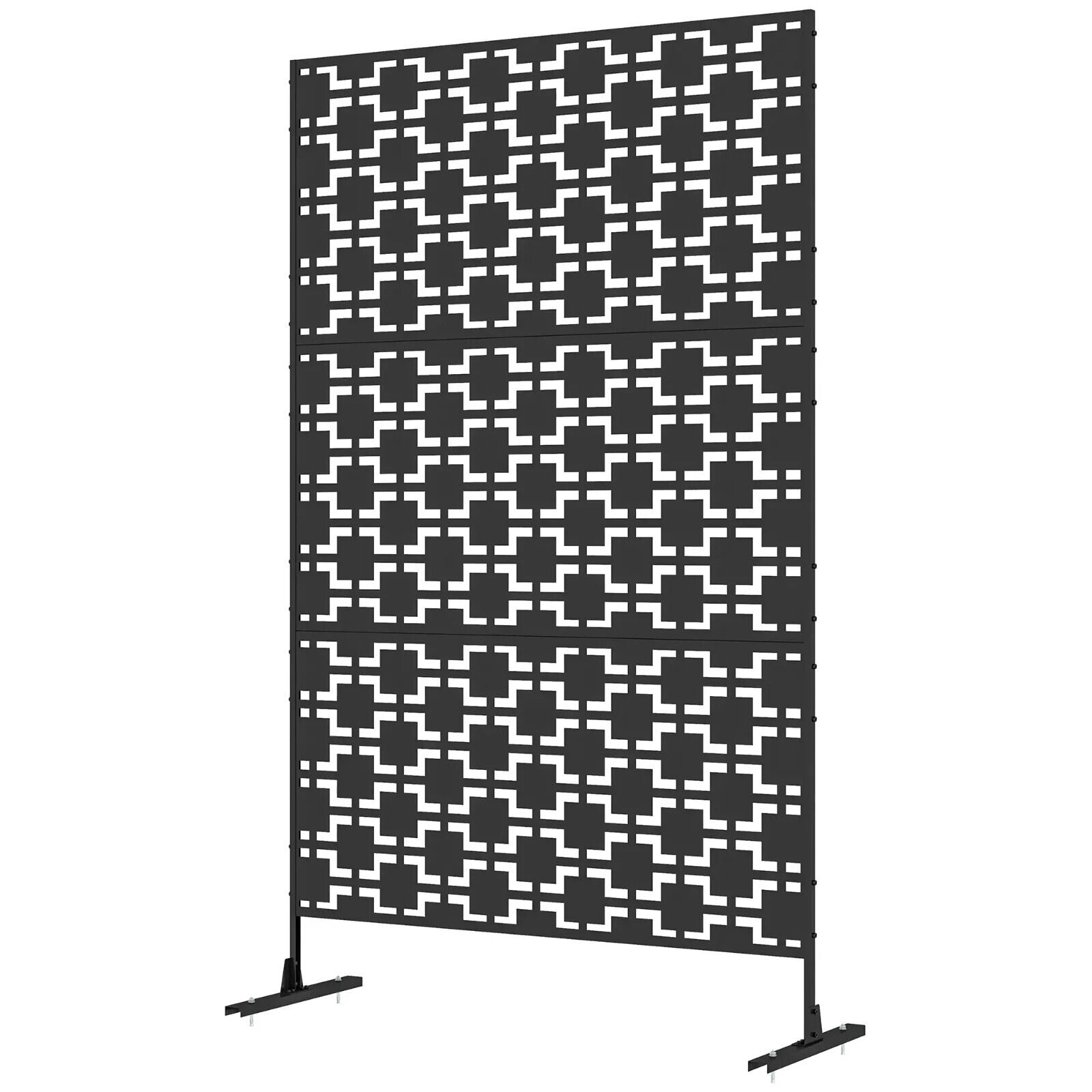 Metal Privacy Screen Outdoor Decorative Garden Divider with Grid Panel Design - Home and Garden Furniture Shop - #rustic - furniture#