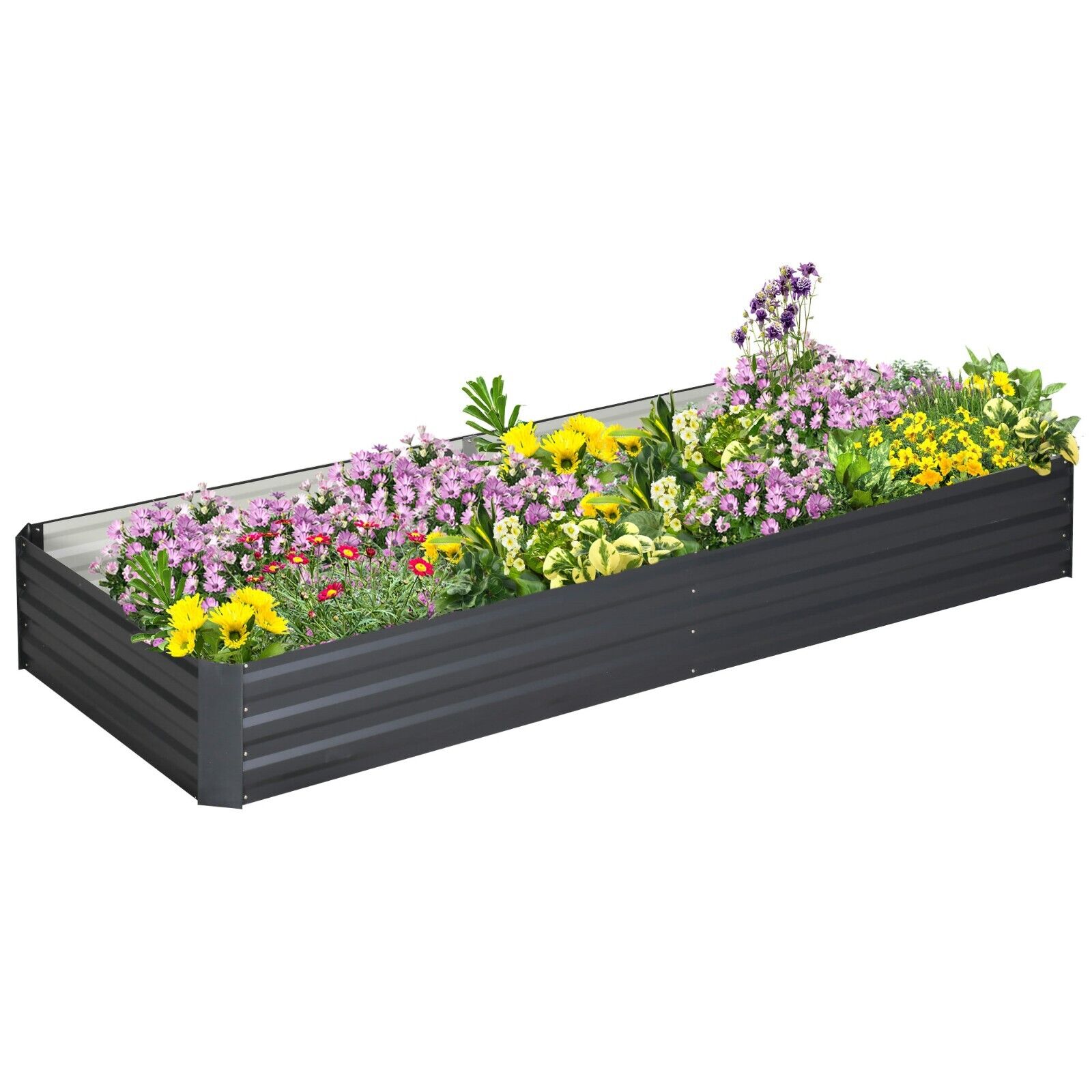Metal Raised Garden Bed Planter Box 241x90.5x30cm for Flowers Herbs Outdoor Grey - Home and Garden Furniture Shop - #rustic - furniture#
