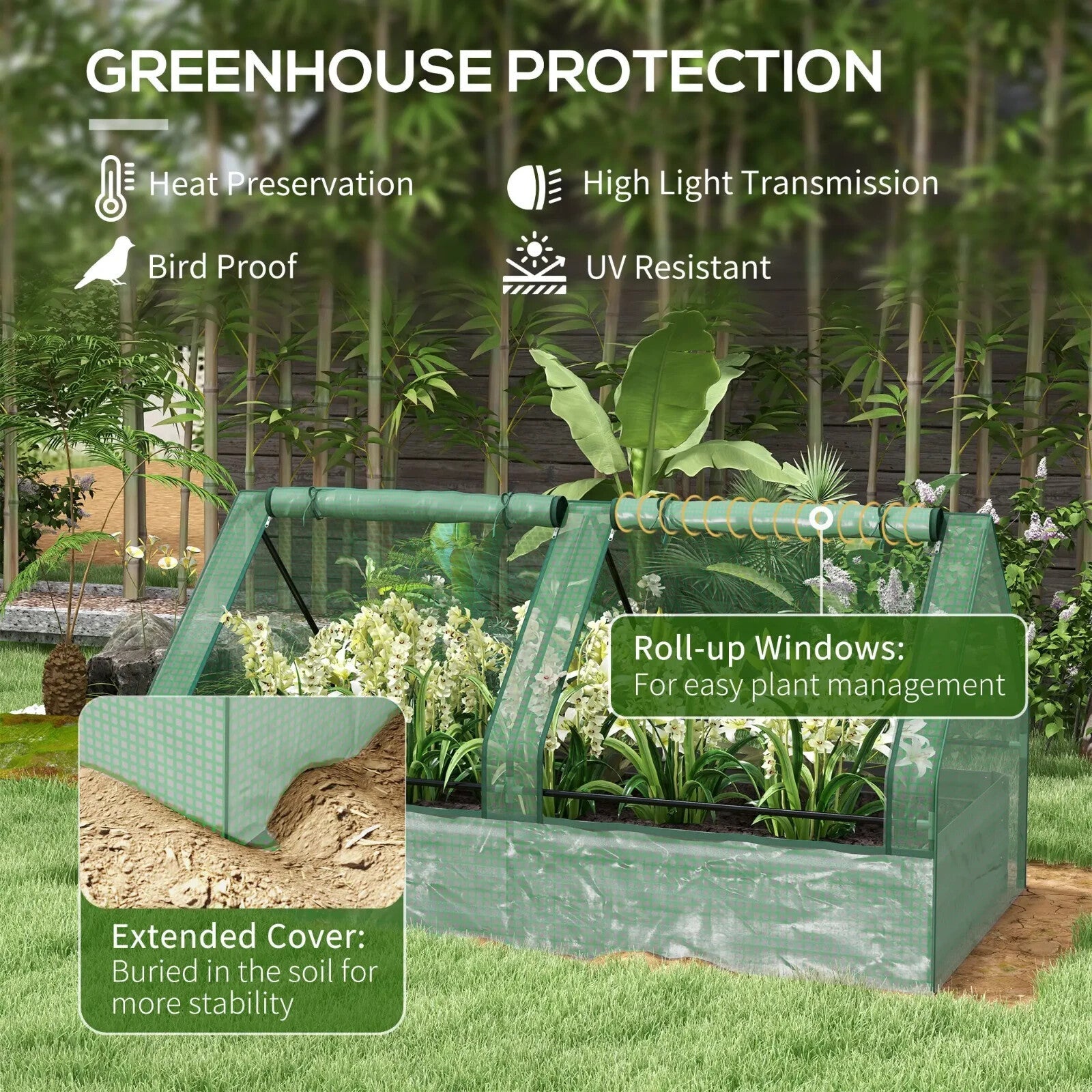 Metal Raised Garden Bed with Cover Greenhouse Planter Box for Herbs Vegetables - Home and Garden Furniture Shop - rustic - furniture