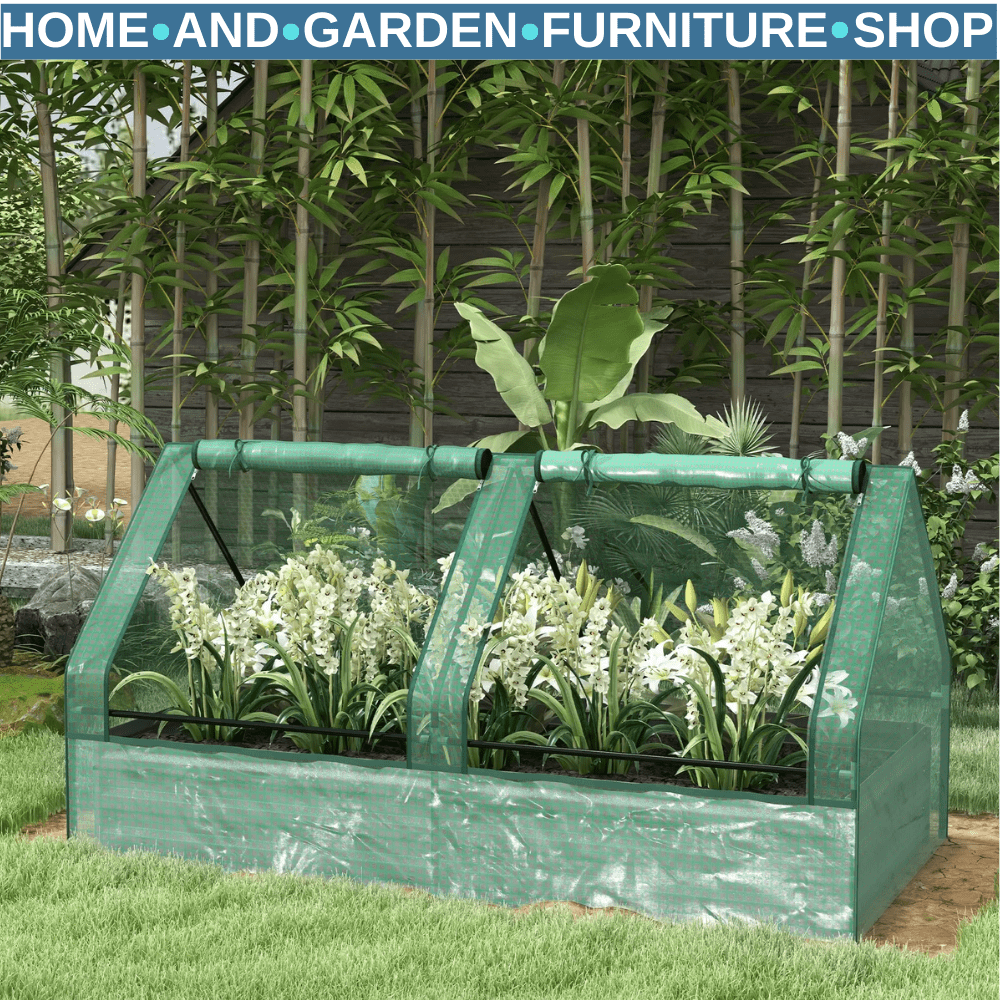 Metal Raised Garden Bed with Cover Greenhouse Planter Box for Herbs Vegetables - Home and Garden Furniture Shop - rustic - furniture