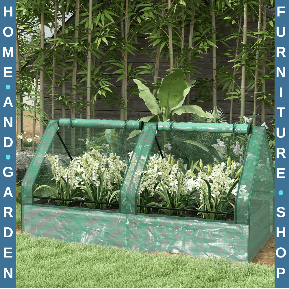 Metal Raised Garden Bed with Cover Greenhouse Planter Box for Herbs Vegetables - Home and Garden Furniture Shop - rustic - furniture