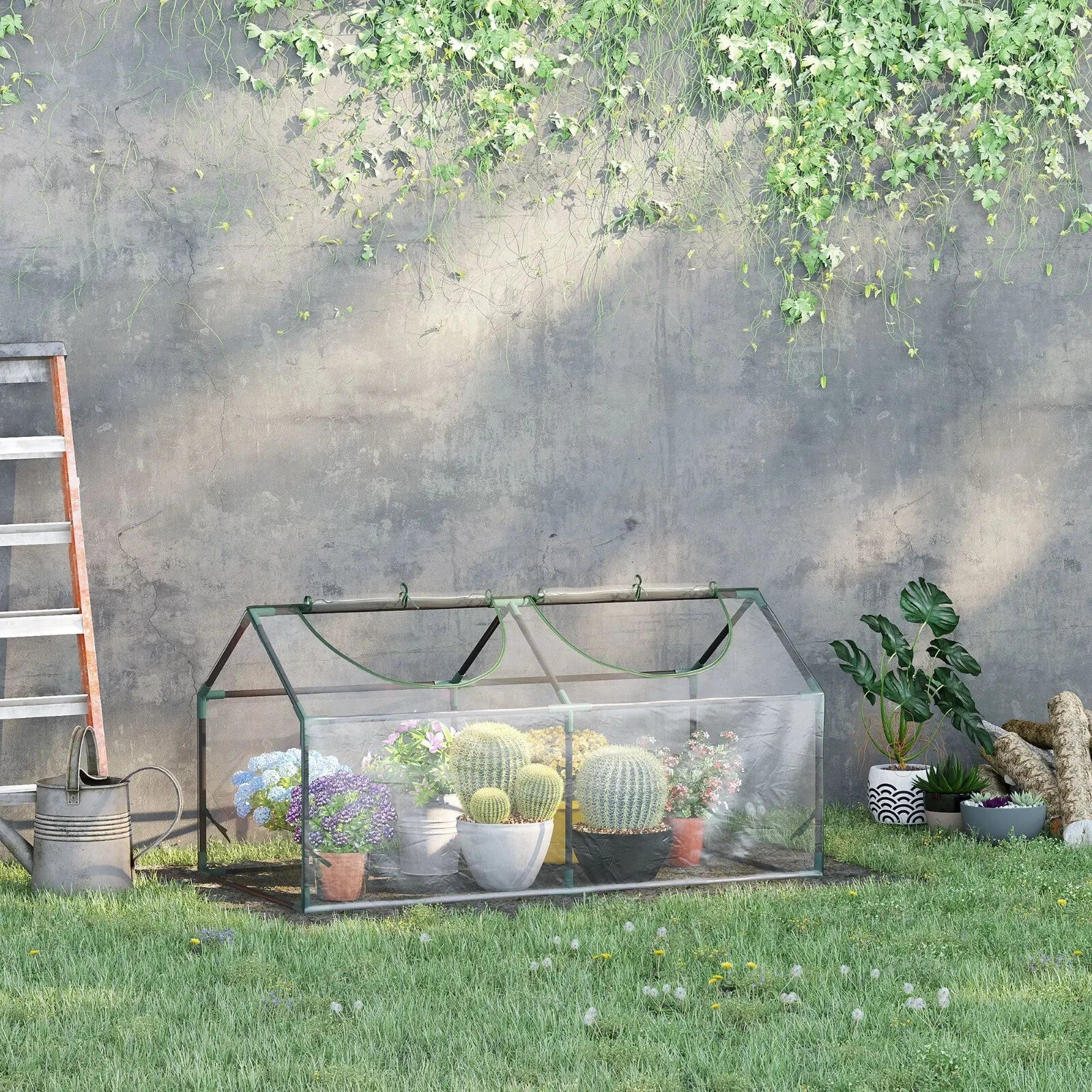 Mini Greenhouse Portable Garden Planter with Zipper 120x60x60 for Flowers Veg - Home and Garden Furniture Shop - rustic - furniture