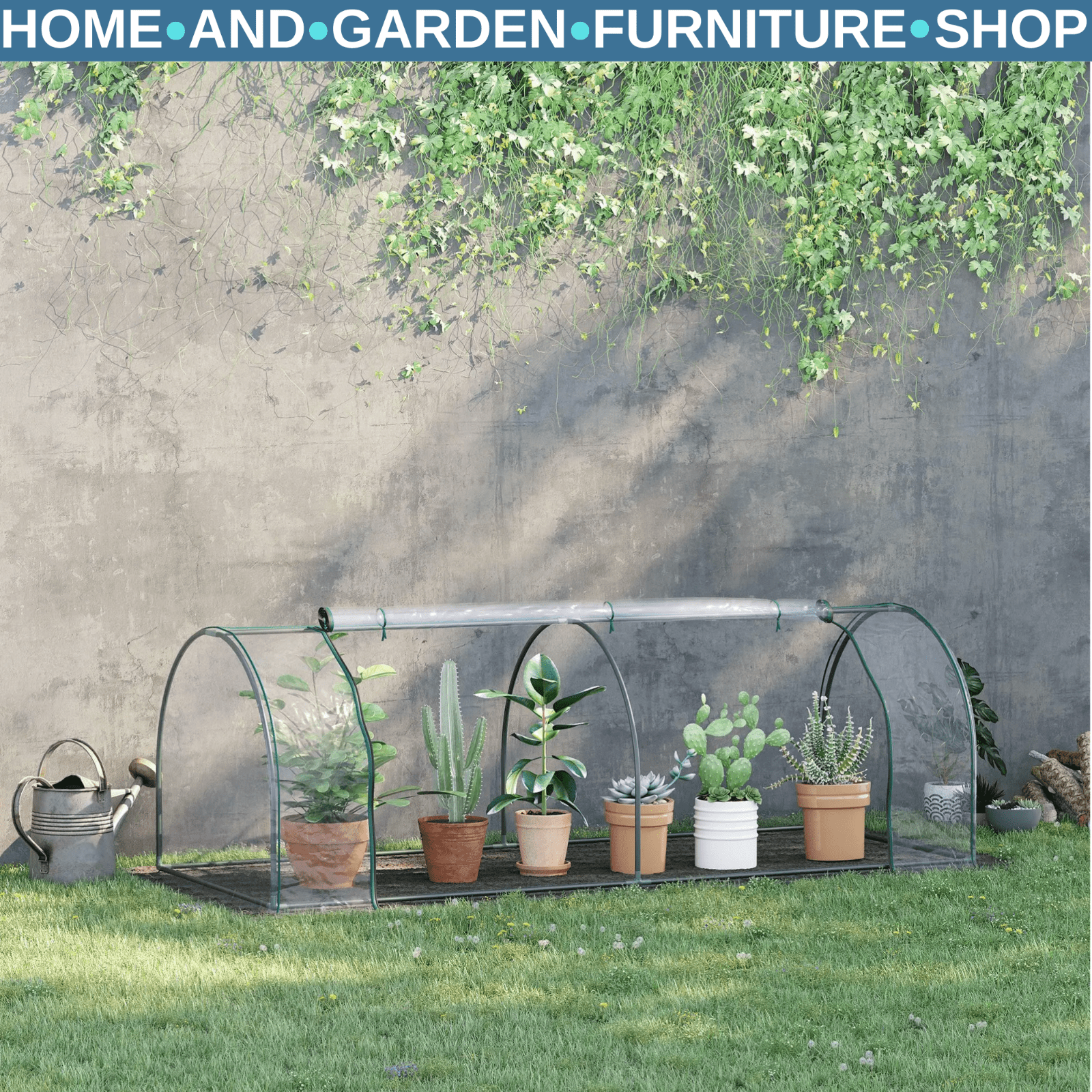 Mini Polytunnel Greenhouse Portable Water Resistant w/ Zipped Doors Transparent - Home and Garden Furniture Shop - rustic - furniture