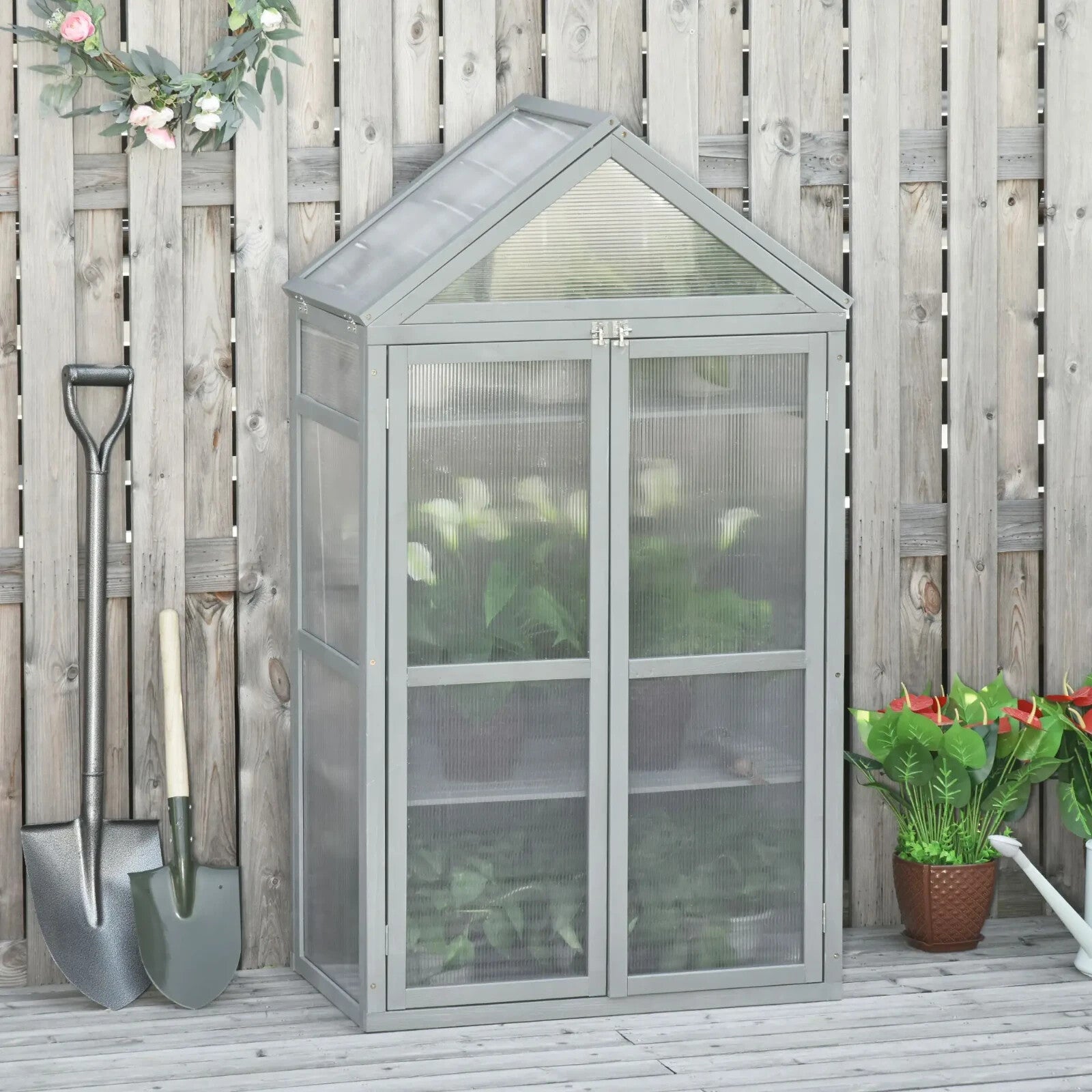 Mini Wooden Greenhouse Grow House for Plants with PC Board 80x47x138cm Outdoor - Home and Garden Furniture Shop - rustic - furniture