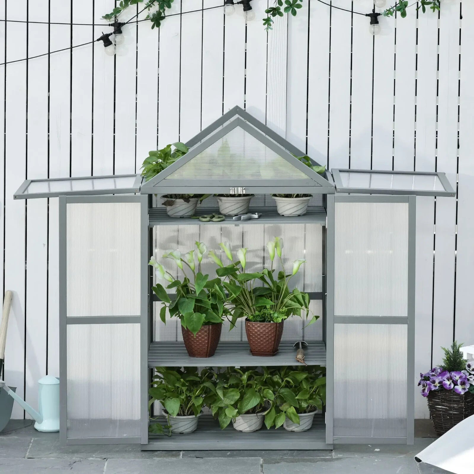 Mini Wooden Greenhouse Grow House for Plants with PC Board 80x47x138cm Outdoor - Home and Garden Furniture Shop - rustic - furniture