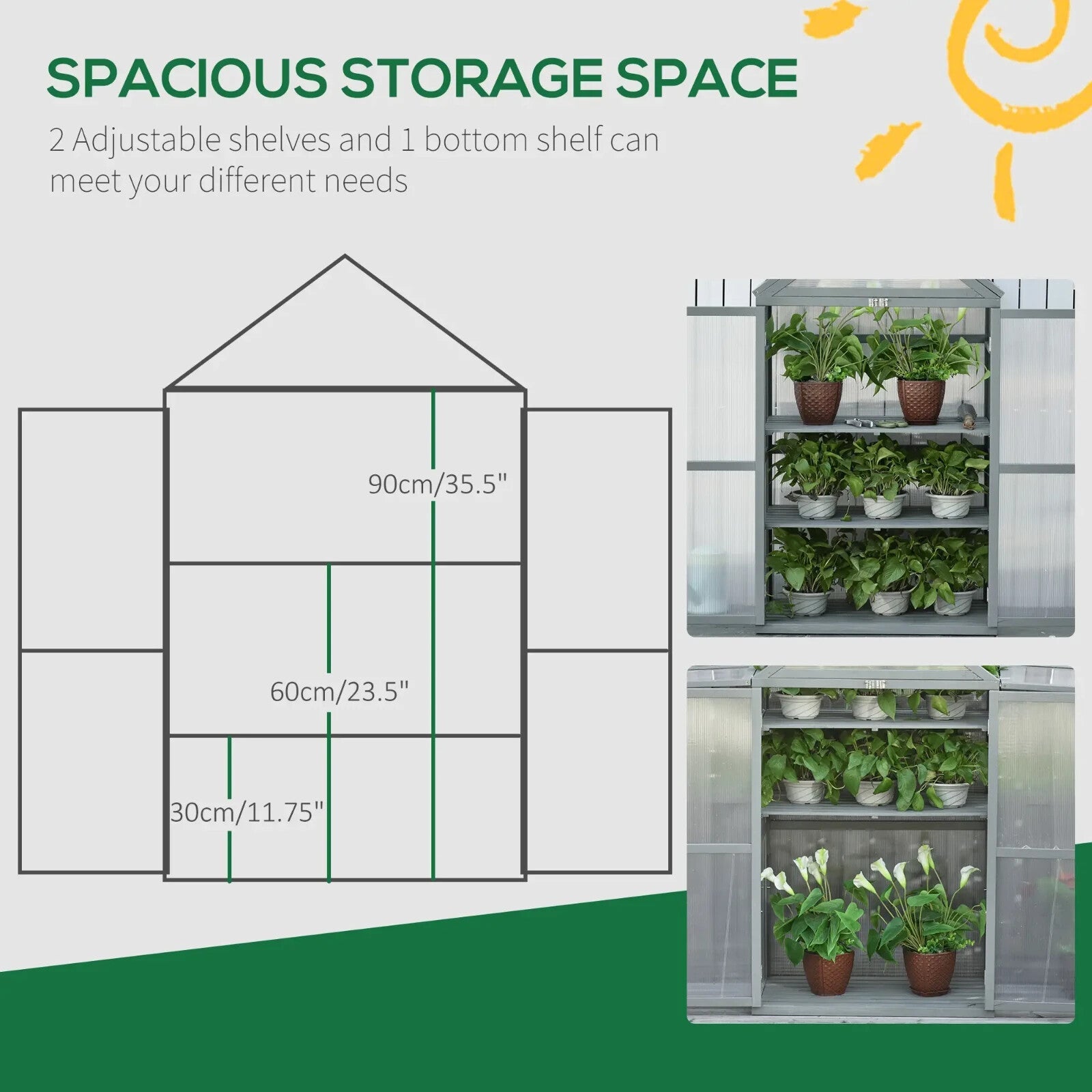 Mini Wooden Greenhouse Grow House for Plants with PC Board 80x47x138cm Outdoor - Home and Garden Furniture Shop - rustic - furniture