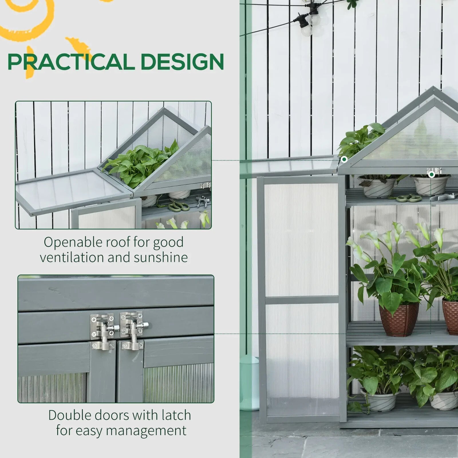 Mini Wooden Greenhouse Grow House for Plants with PC Board 80x47x138cm Outdoor - Home and Garden Furniture Shop - rustic - furniture