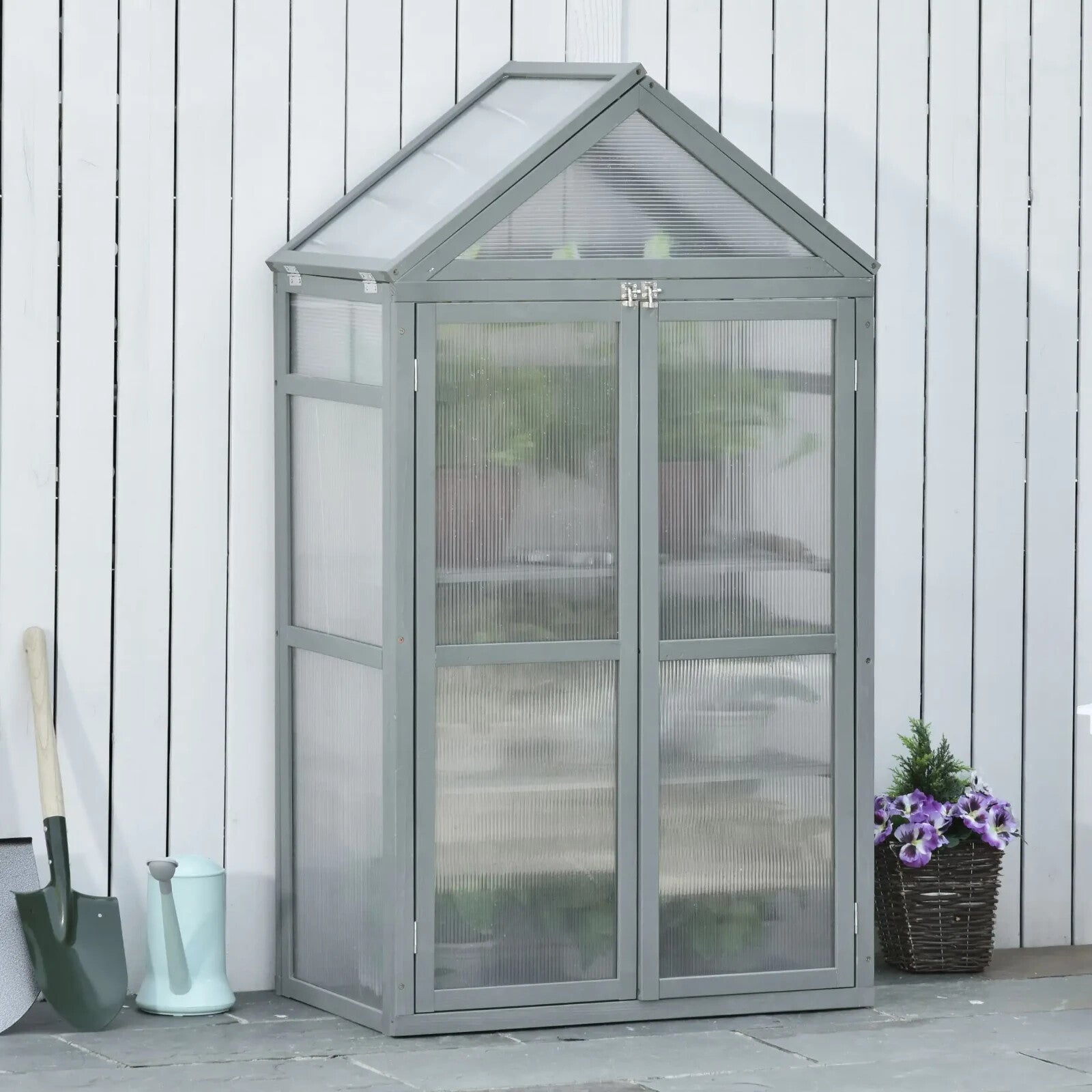 Mini Wooden Greenhouse Grow House for Plants with PC Board 80x47x138cm Outdoor - Home and Garden Furniture Shop - rustic - furniture