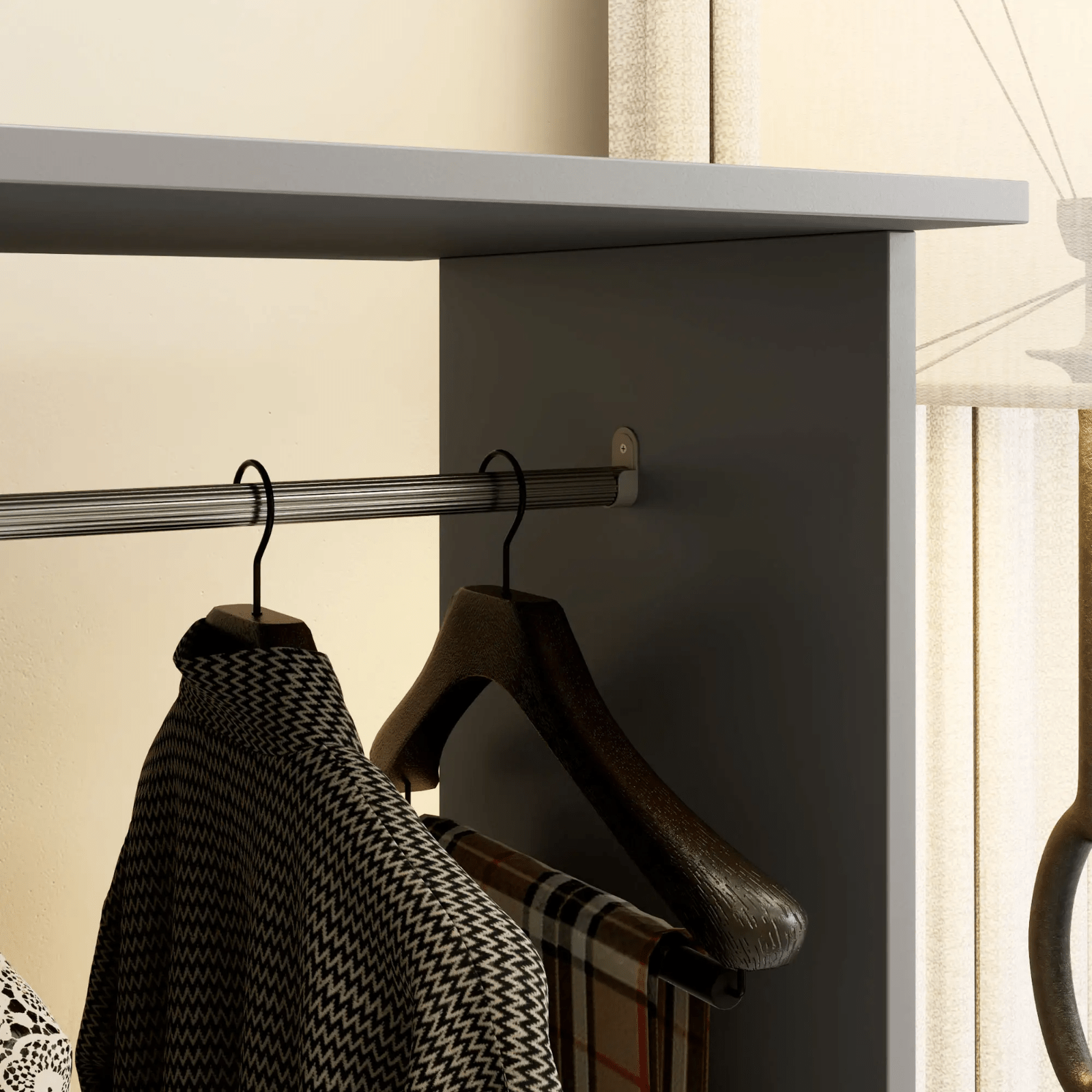 Mobile Open Wardrobe Clothes Hanging Rail Storage Shelves Metal Rail on 6 Wheels - Home and Garden Furniture Shop - rustic - furniture