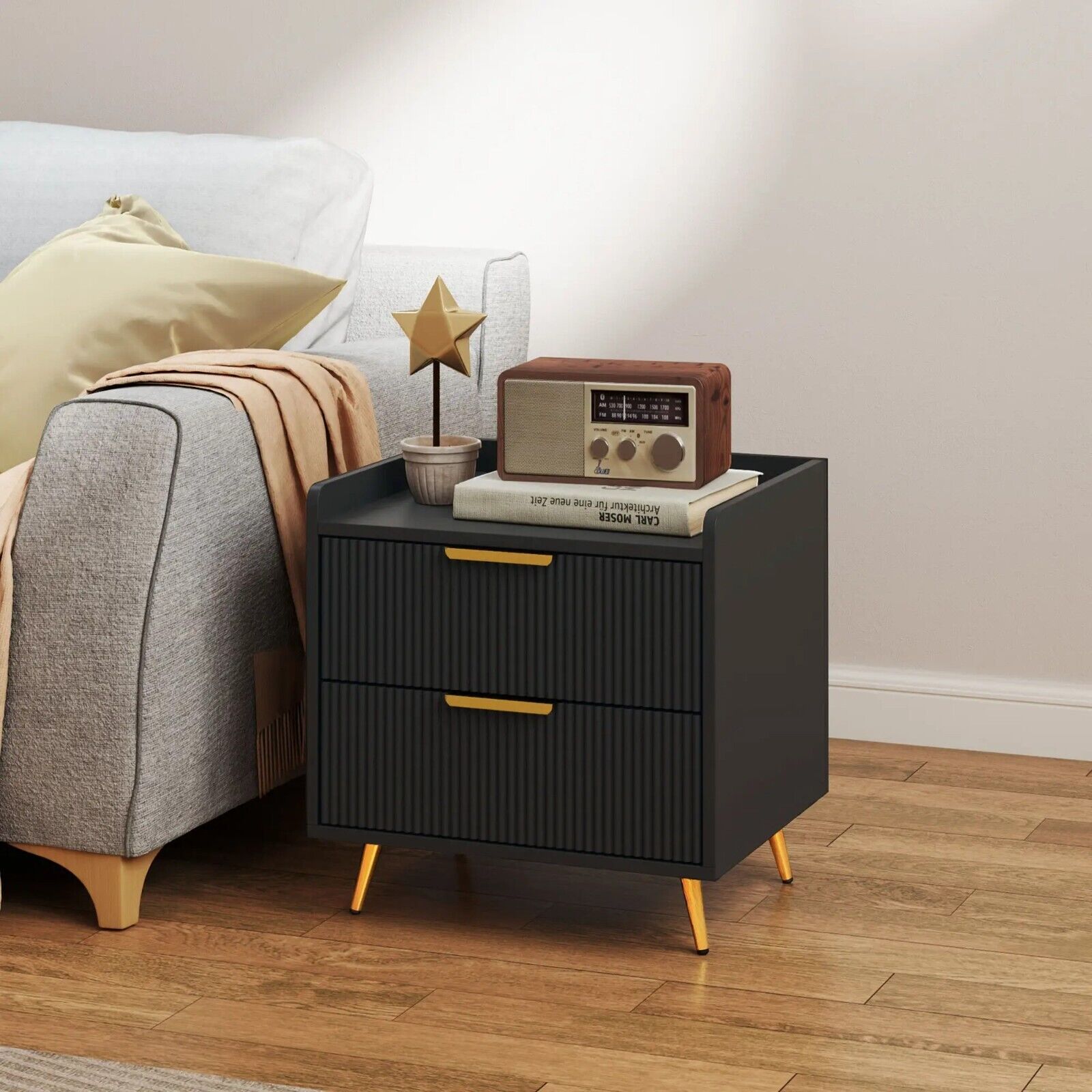 Modern Bedside Table 2 Drawers for Bedroom Small Nightstand Storage Living Room - Home and Garden Furniture Shop - #rustic - furniture#