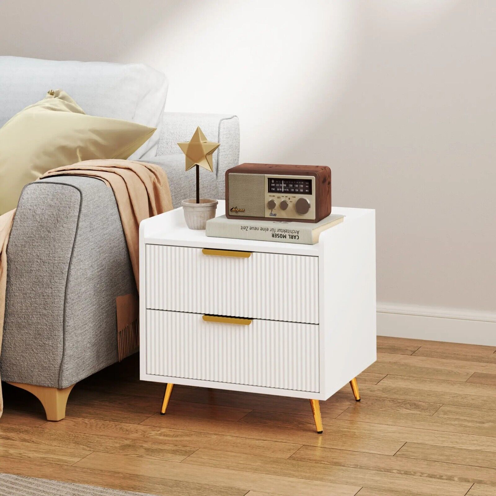 Modern Bedside Table 2 Drawers for Bedroom Small Nightstand Storage Living Room - Home and Garden Furniture Shop - #rustic - furniture#