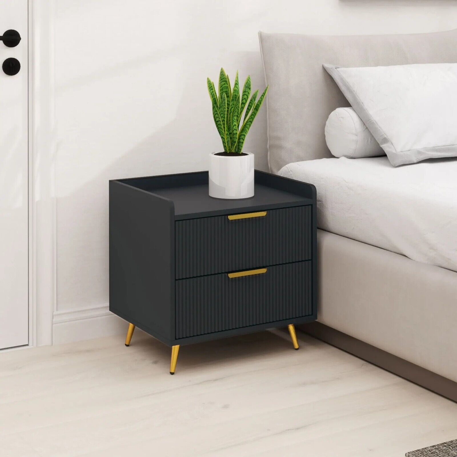 Modern Bedside Table 2 Drawers for Bedroom Small Nightstand Storage Living Room - Home and Garden Furniture Shop - #rustic - furniture#