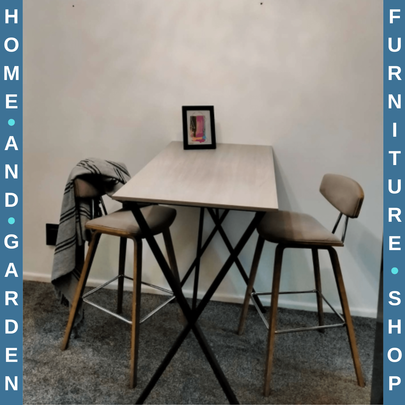 Modern Breakfast Bar Table Steel Legs Kitchen Dining Bar Table White Wood Effect - Home and Garden Furniture Shop - rustic - furniture