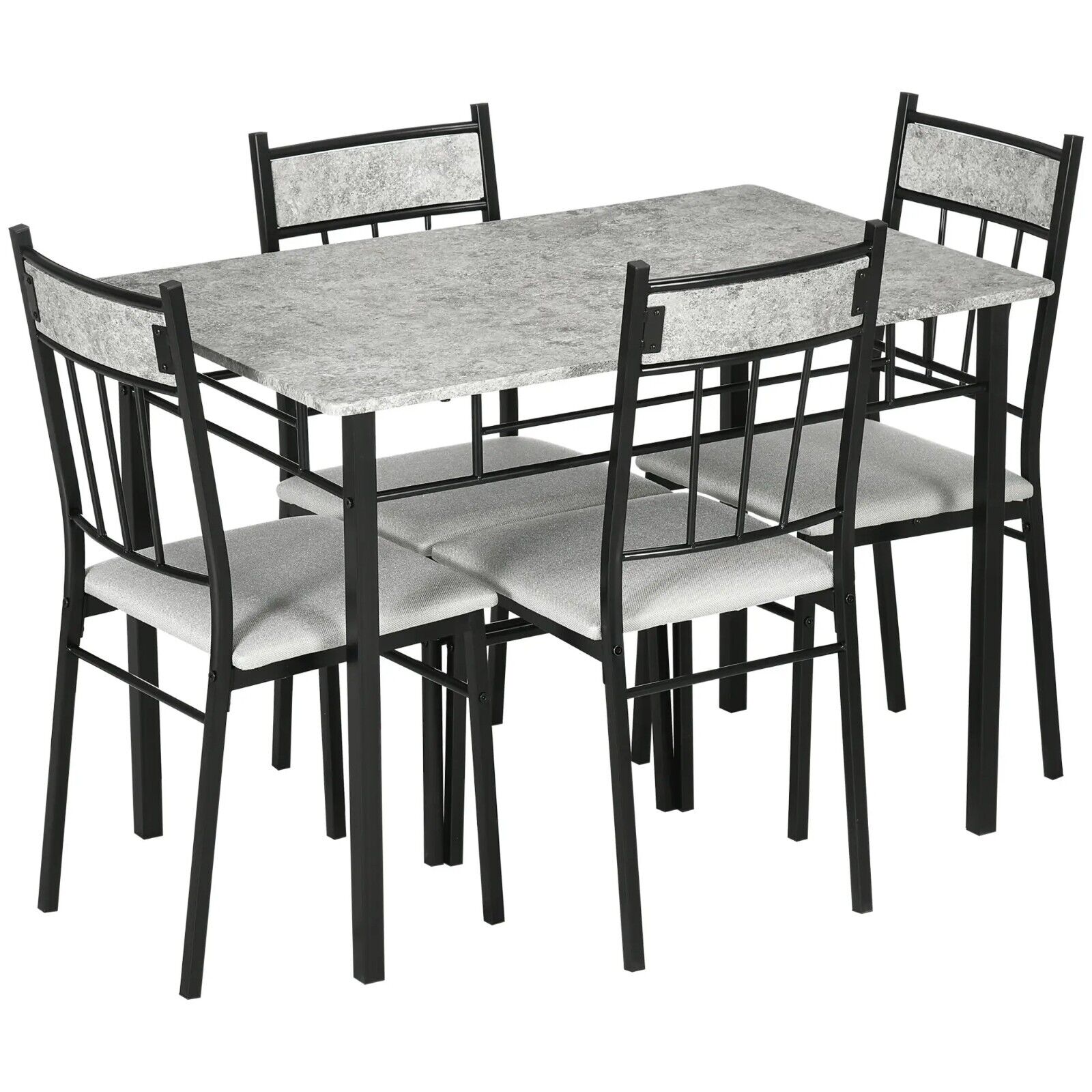 Modern Dining Table and Chairs Set 4 Chairs Space Saving Grey Marble Effect Set - Home and Garden Furniture Shop - #rustic - furniture#