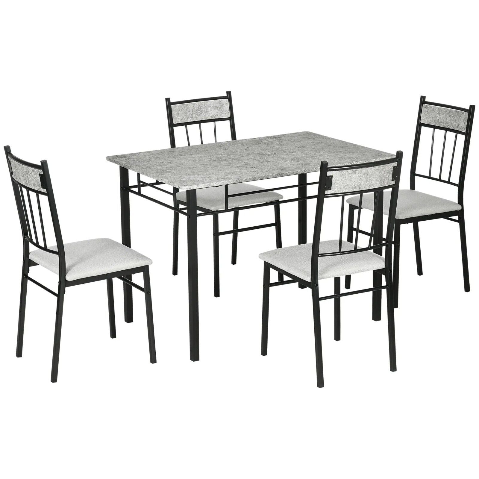 Modern Dining Table and Chairs Set 4 Chairs Space Saving Grey Marble Effect Set - Home and Garden Furniture Shop - #rustic - furniture#