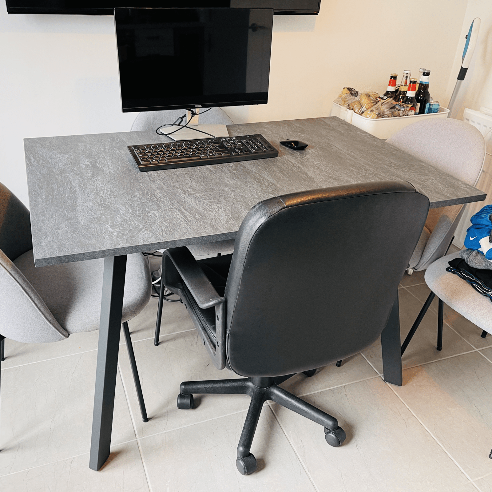 Modern Grey Dining Room Table Metal Legs Strong Leg Kitchen Breakfast Table Desk - Home and Garden Furniture Shop - rustic - furniture