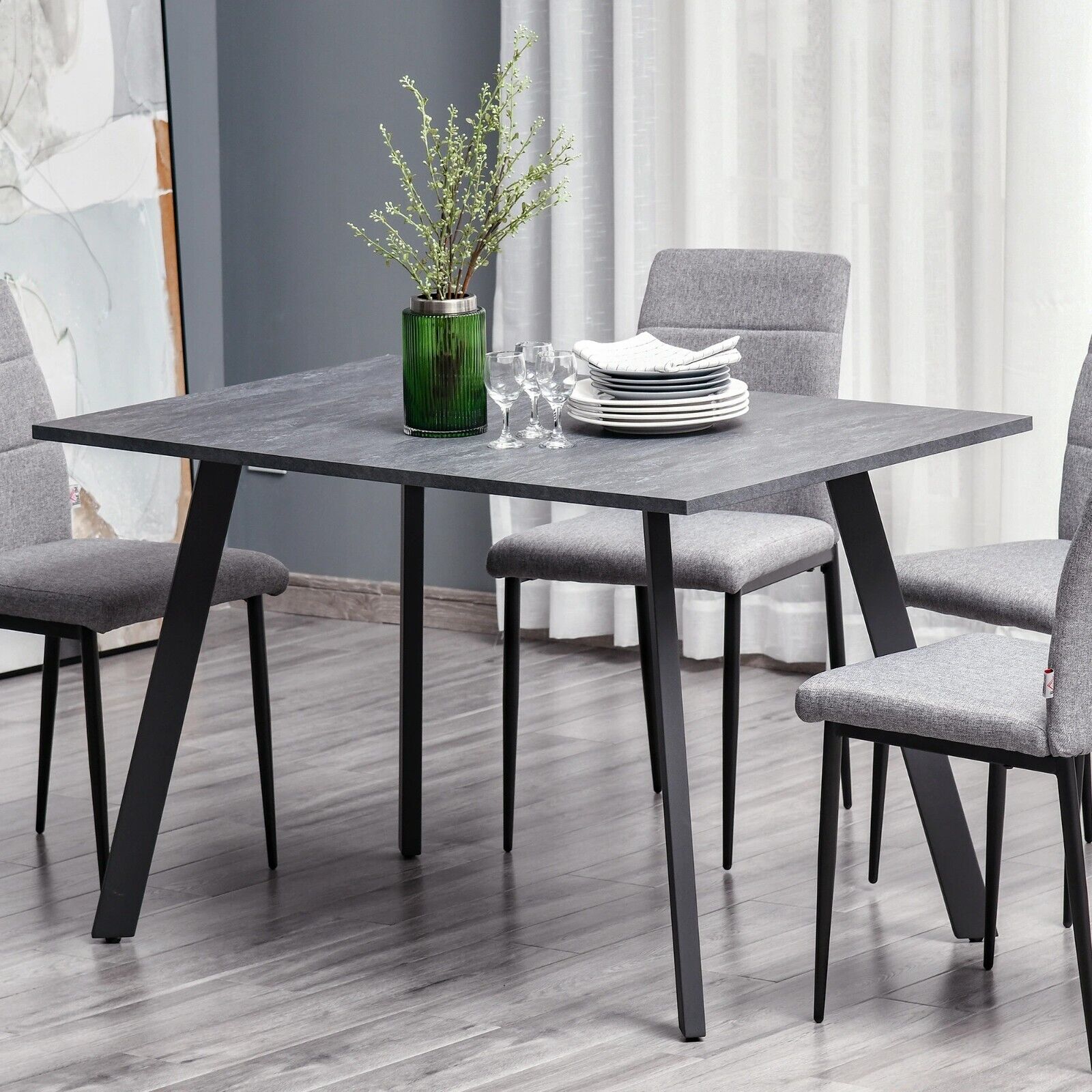 Modern Grey Dining Room Table Metal Legs Strong Leg Kitchen Breakfast Table Desk - Home and Garden Furniture Shop - #rustic - furniture#