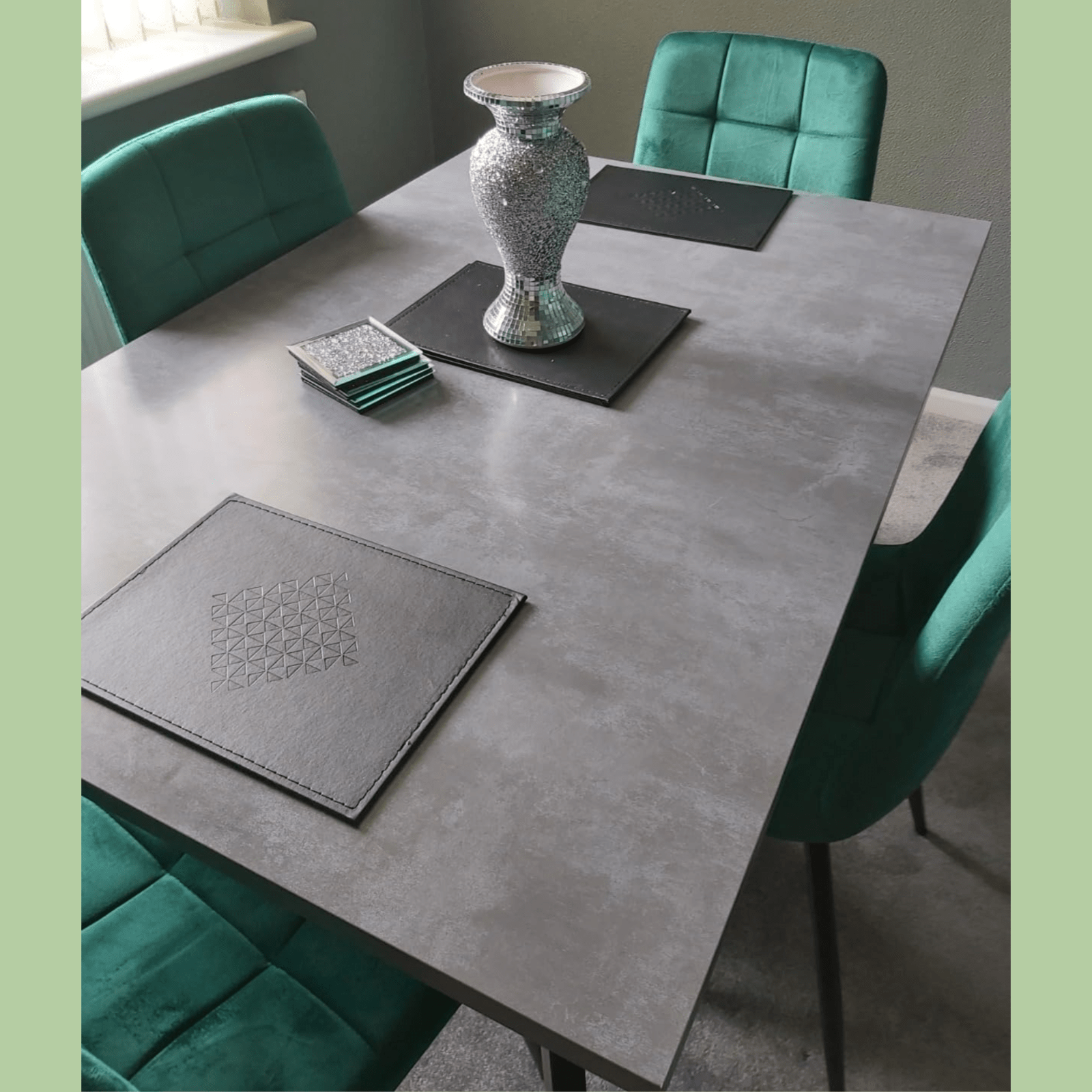 Modern Grey Dining Room Table Metal Legs Strong Leg Kitchen Breakfast Table Desk - Home and Garden Furniture Shop - rustic - furniture