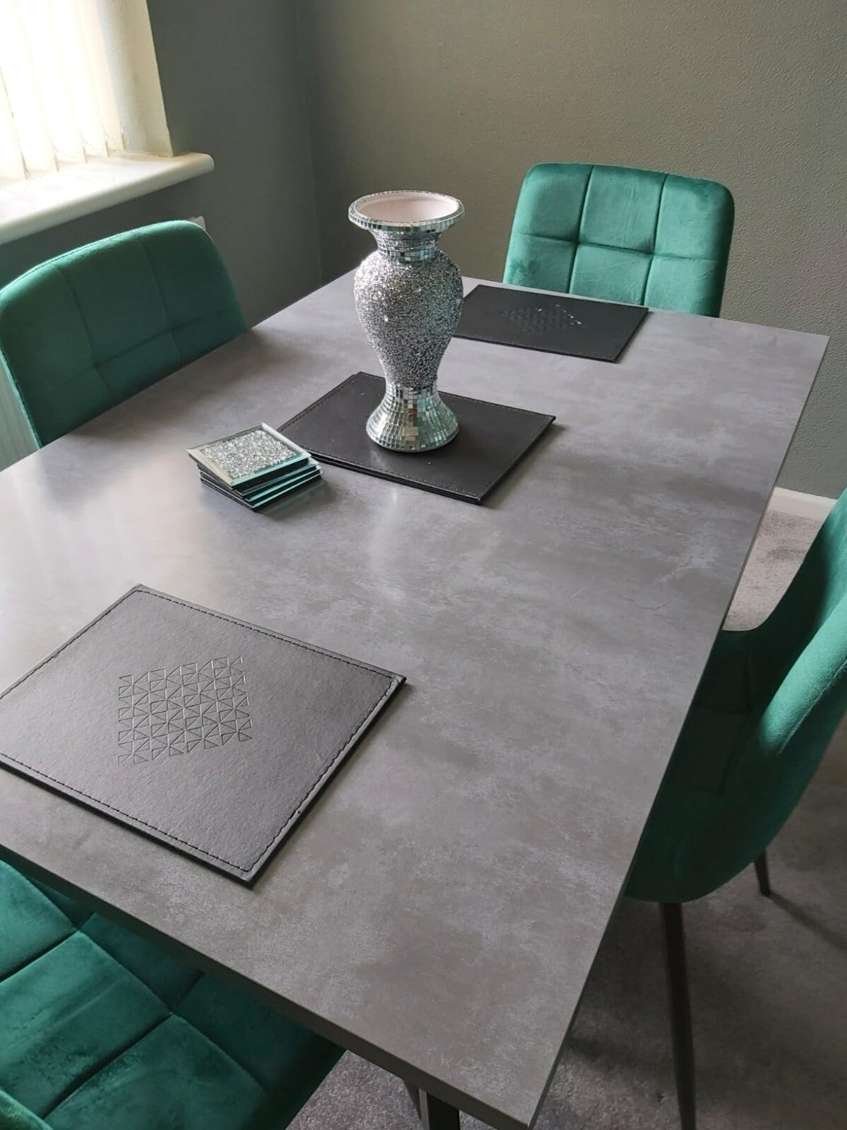 Modern Grey Dining Room Table Metal Legs Strong Leg Kitchen Breakfast Table Desk - Home and Garden Furniture Shop - rustic - furniture