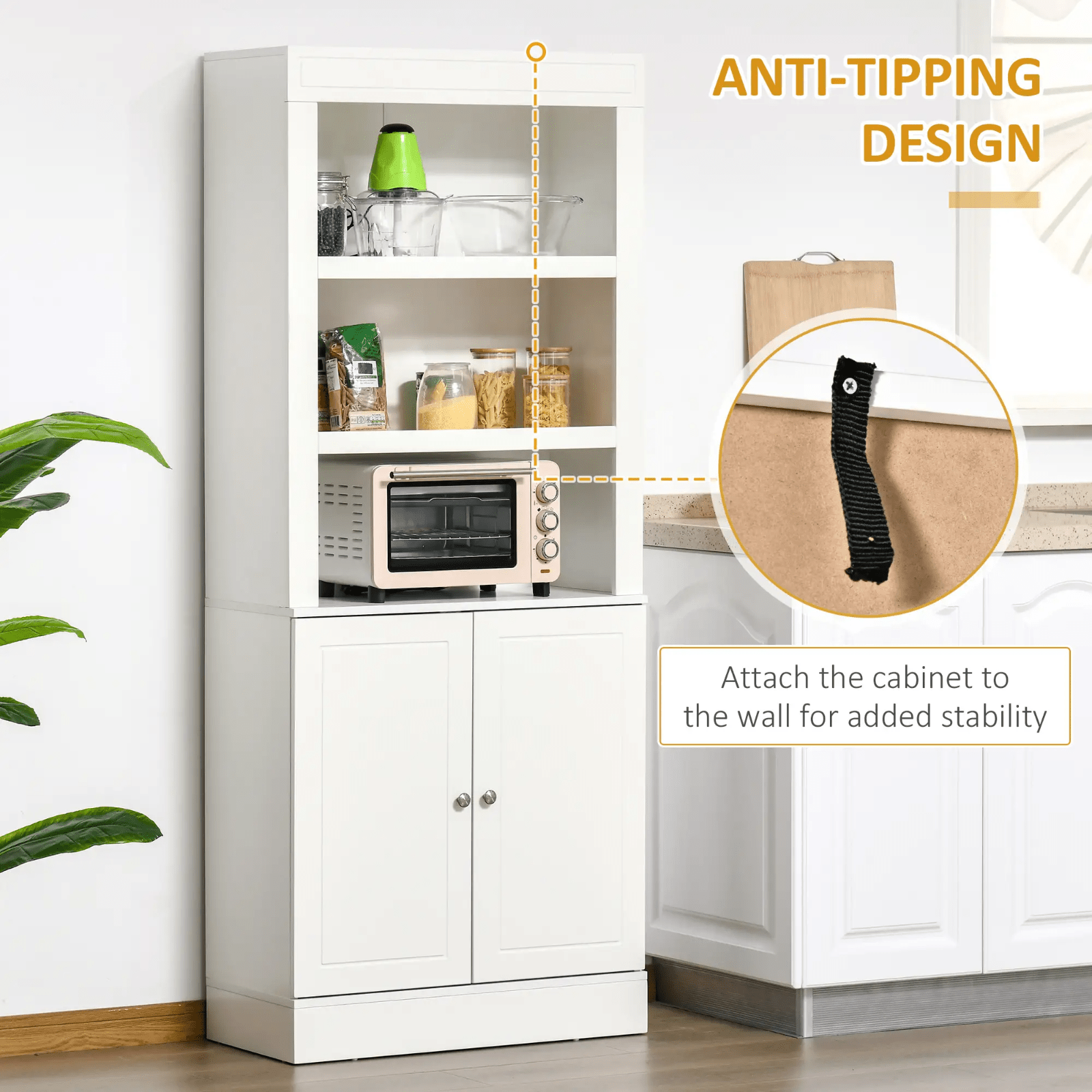 Modern Kitchen Larder Cupboard Pantry Storage Cabinet Adjustable Shelves White - Home and Garden Furniture Shop - #rustic - furniture#