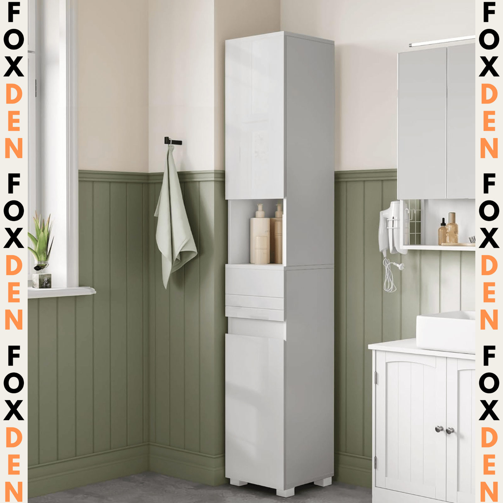 Modern Tall Bathroom Cabinet Storage Cupboard Slim Furniture Narrow Tallboy Unit - Home and Garden Furniture Shop - #rustic - furniture#