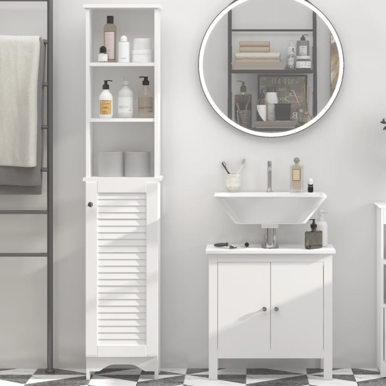Modern Tall Bathroom Cabinet Storage Unit Slim Tallboy Cupboard Door Shelves NEW - Home and Garden Furniture Shop - rustic - furniture