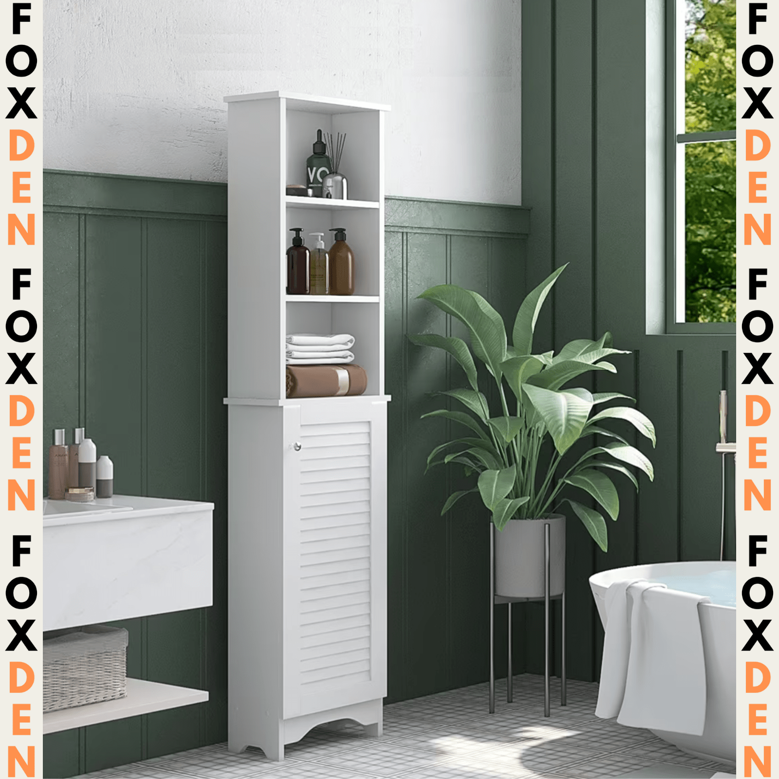 Modern Tall Bathroom Cabinet Storage Unit Slim Tallboy Cupboard Door Shelves NEW - Home and Garden Furniture Shop - #rustic - furniture#