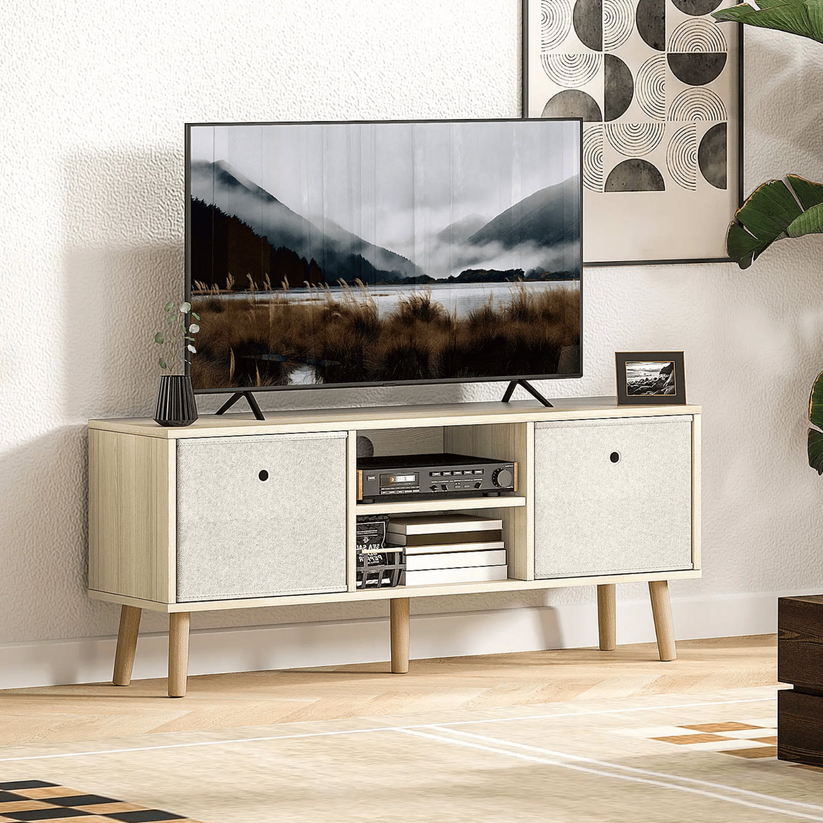 Modern Wooden TV Cabinet Stand Media Unit Retro TV Cube Storage Drawers Shelves - Home and Garden Furniture Shop - rustic - furniture