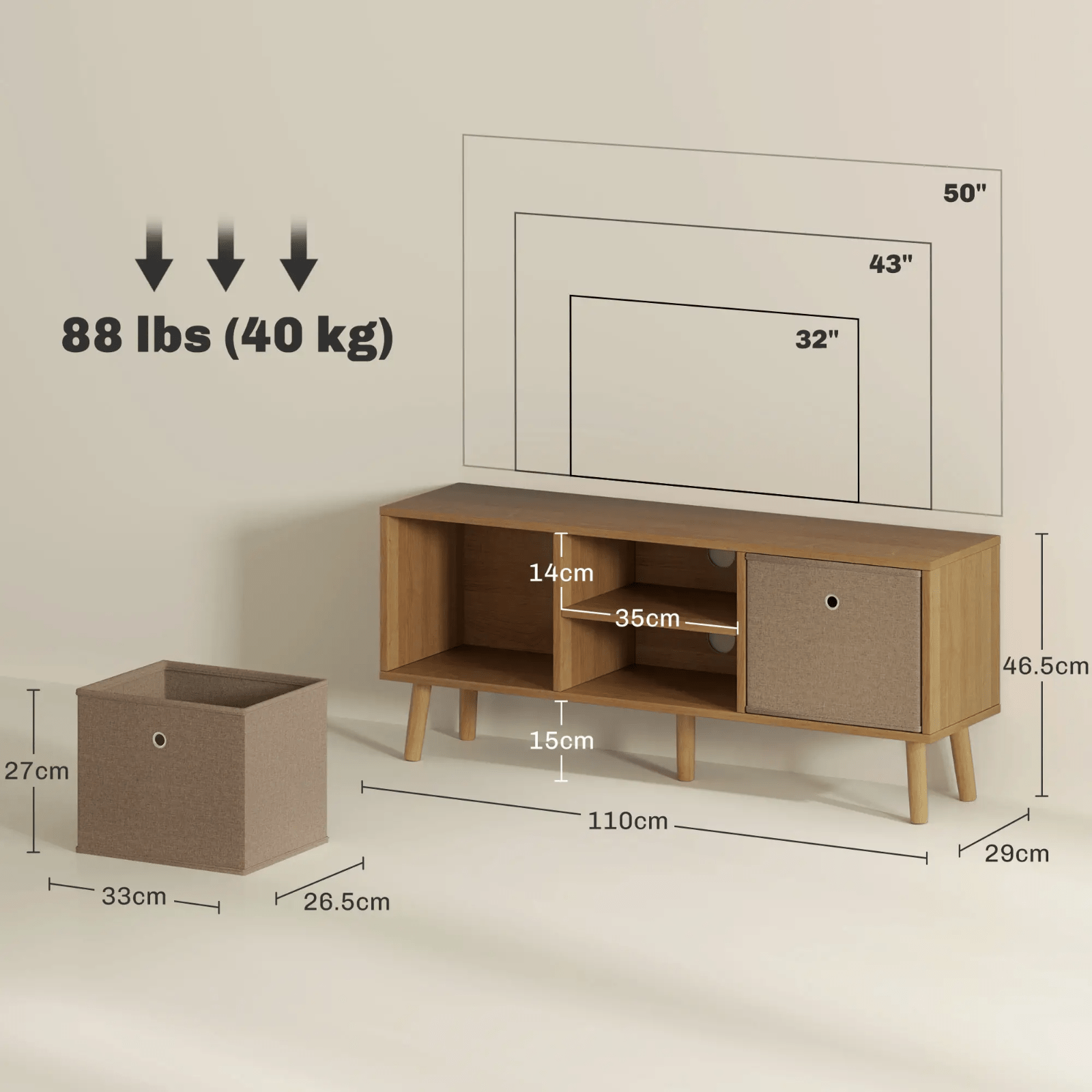 Modern Wooden TV Cabinet Stand Media Unit Retro TV Cube Storage Drawers Shelves - Home and Garden Furniture Shop - #rustic - furniture#