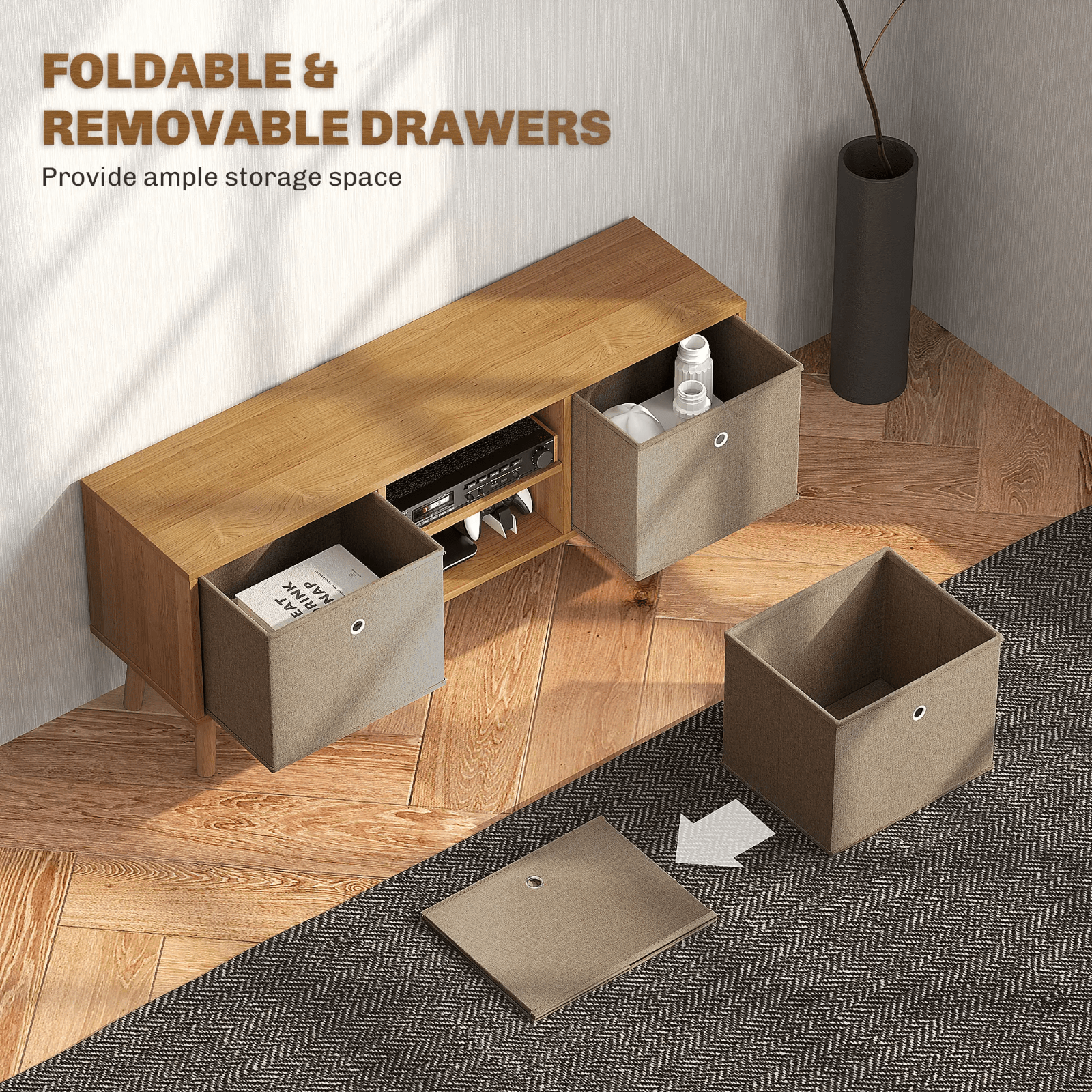 Modern Wooden TV Cabinet Stand Media Unit Retro TV Cube Storage Drawers Shelves - Home and Garden Furniture Shop - rustic - furniture