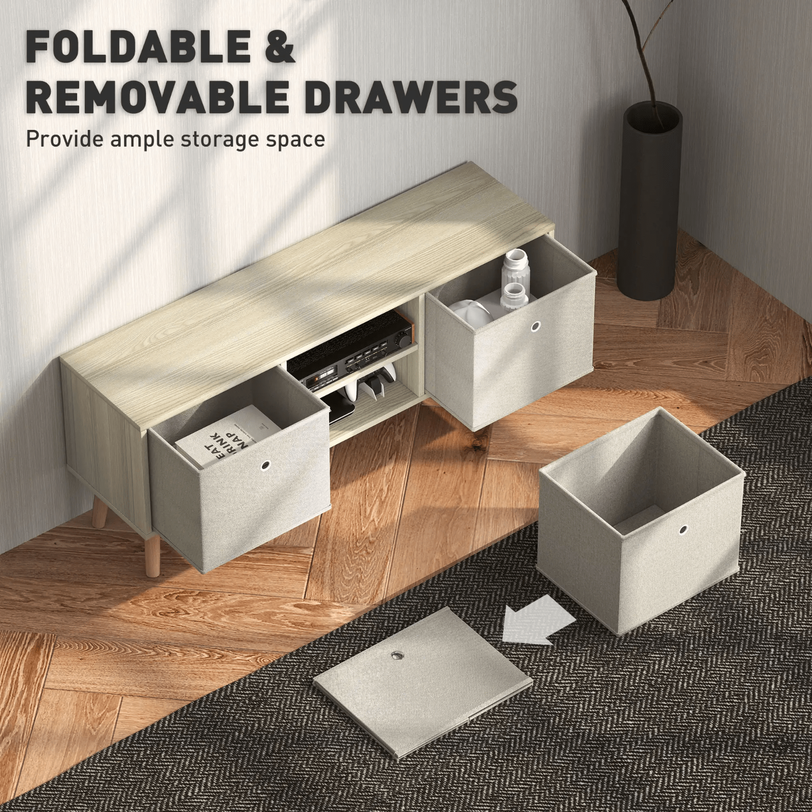 Modern Wooden TV Cabinet Stand Media Unit Retro TV Cube Storage Drawers Shelves - Home and Garden Furniture Shop - rustic - furniture