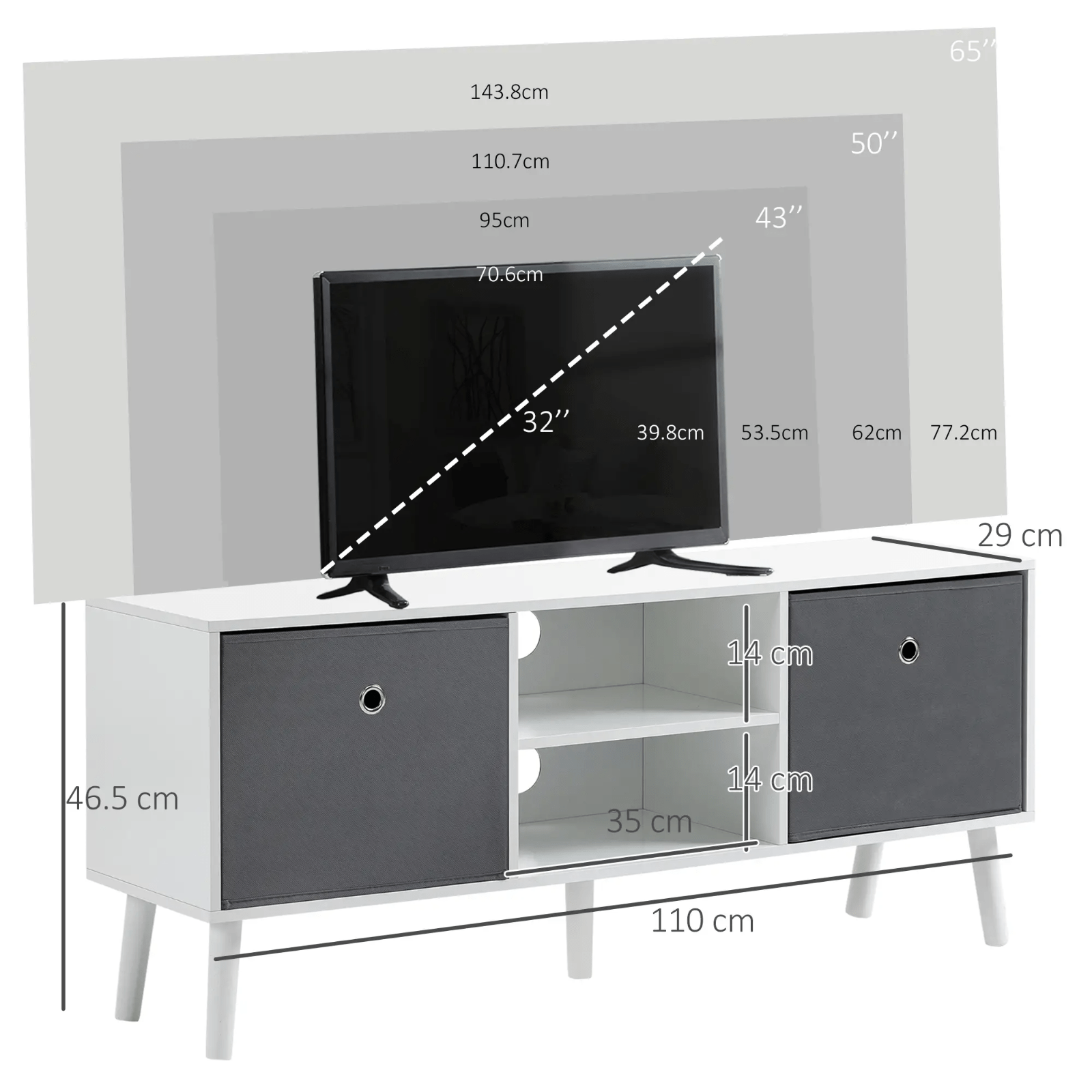 Modern Wooden TV Cabinet Stand Media Unit Retro TV Cube Storage Drawers Shelves - Home and Garden Furniture Shop - #rustic - furniture#