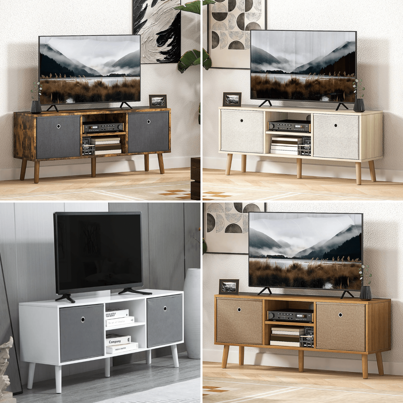 Modern Wooden TV Cabinet Stand Media Unit Retro TV Cube Storage Drawers Shelves - Home and Garden Furniture Shop - rustic - furniture